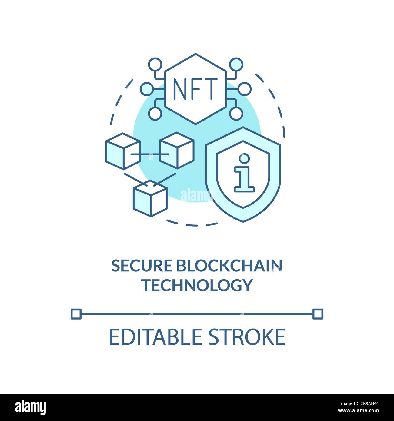 Secure blockchain technology turquoise concept icon Stock Vector