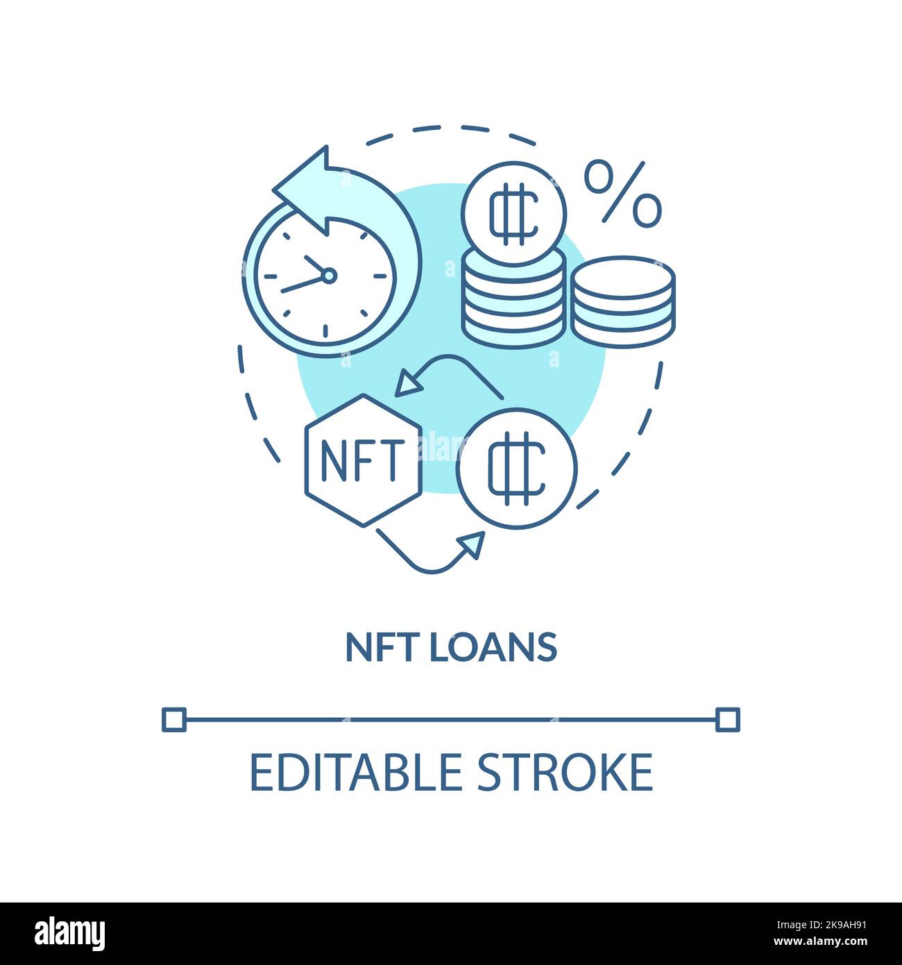 NFT loans turquoise concept icon Stock Vector
