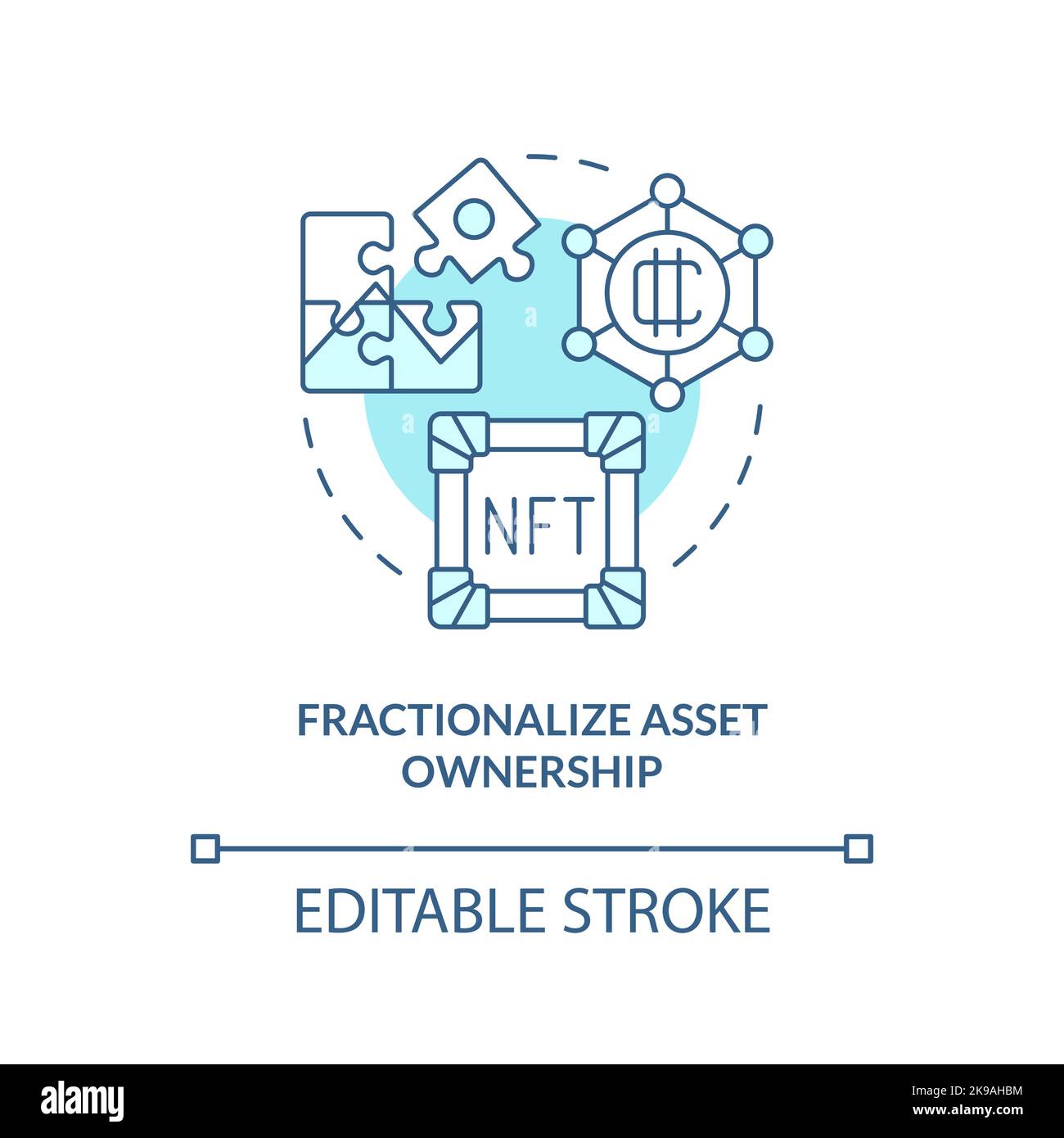 Fractionalize asset ownership turquoise concept icon Stock Vector