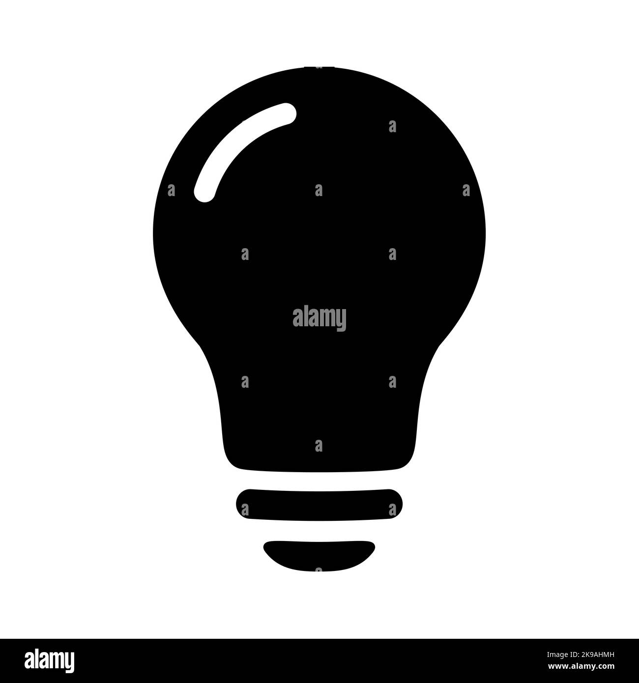 Black light bulb icon in flat style. Lighting lamp in black isolated on white. Light bulb as sign solution, idea, thinking concept. Electricity bulb. Stock Vector