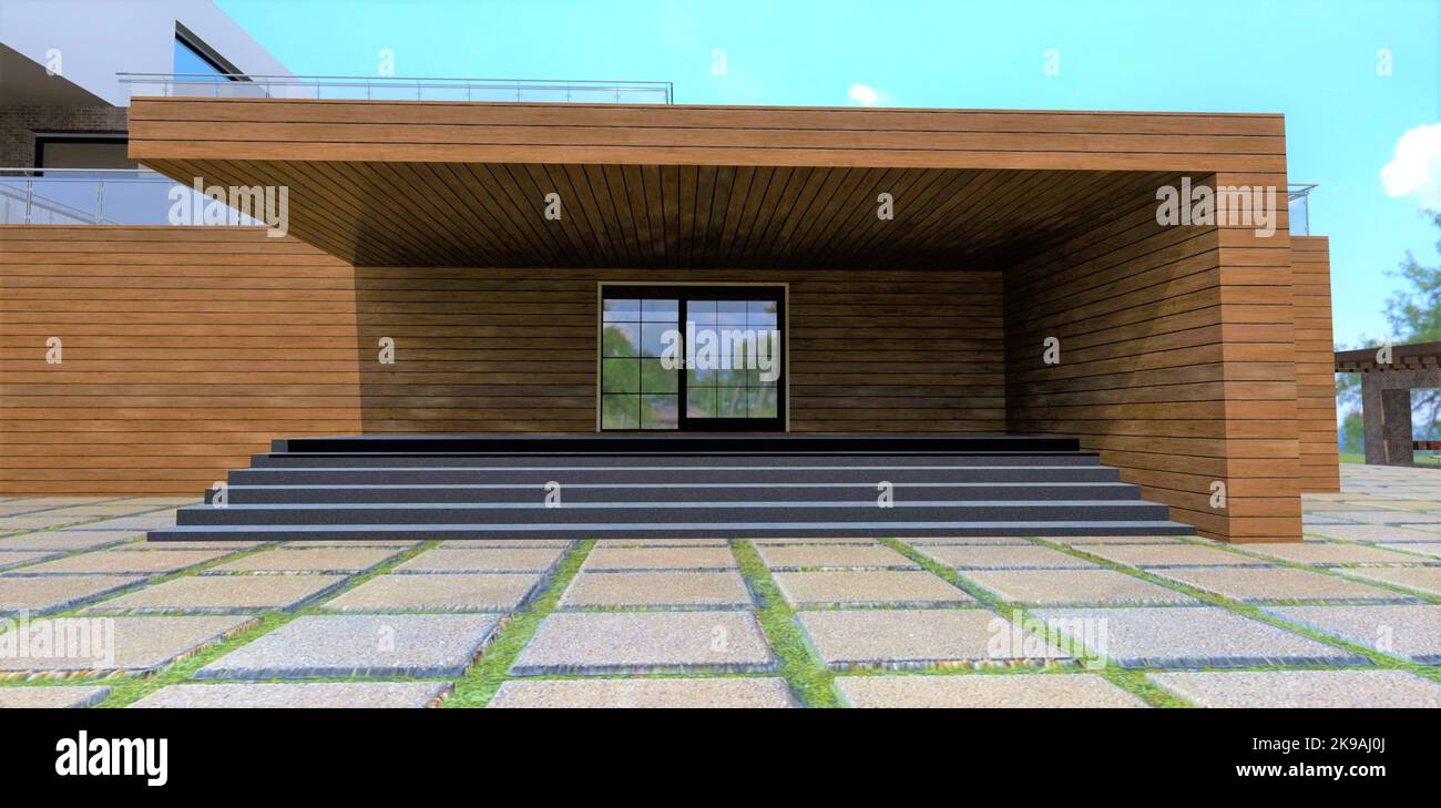 Porch finished with a front board. Works well with glass sliding doors