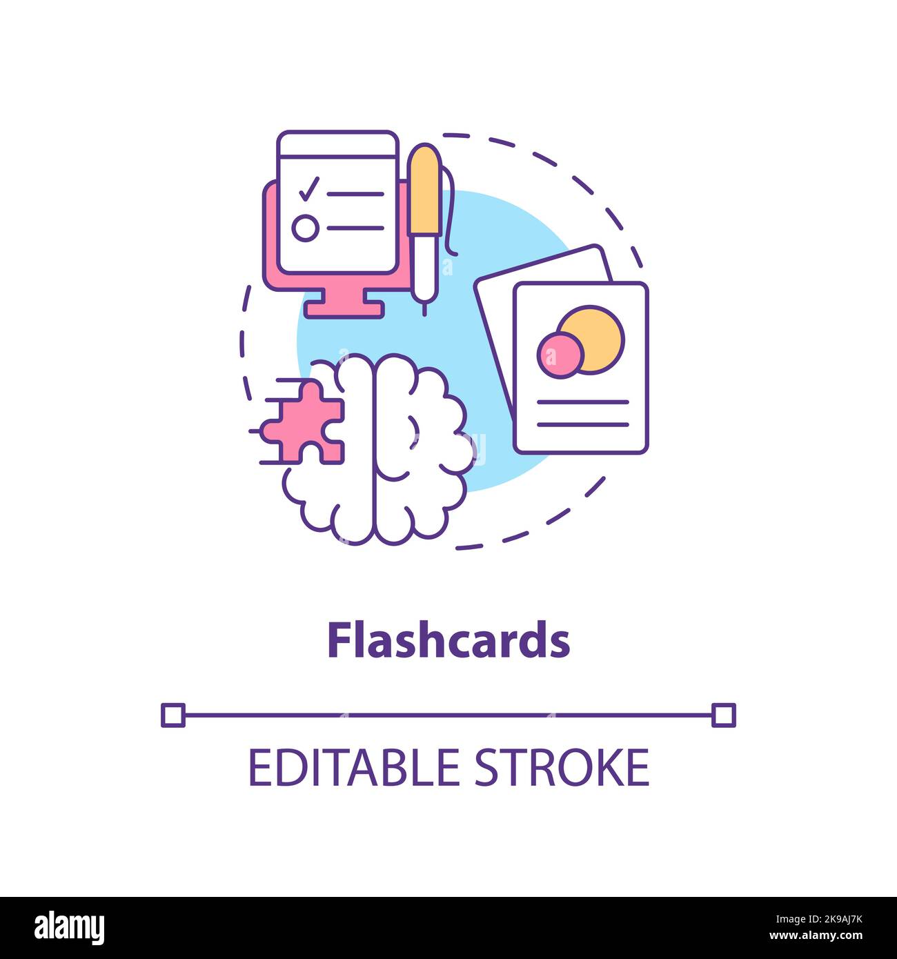 Learning flashcards concept icon Stock Vector