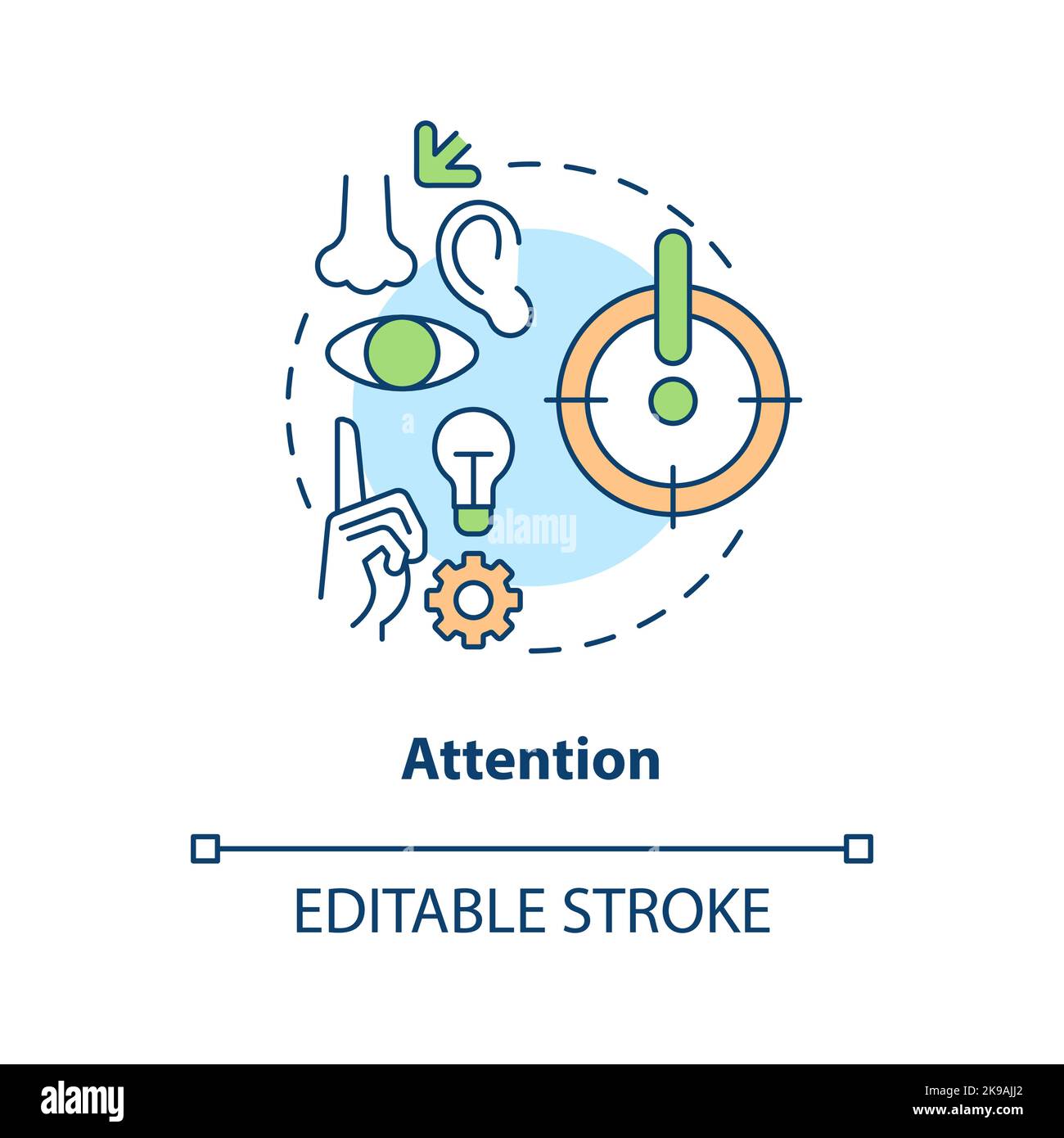Pay attention on ideas concept icon Stock Vector
