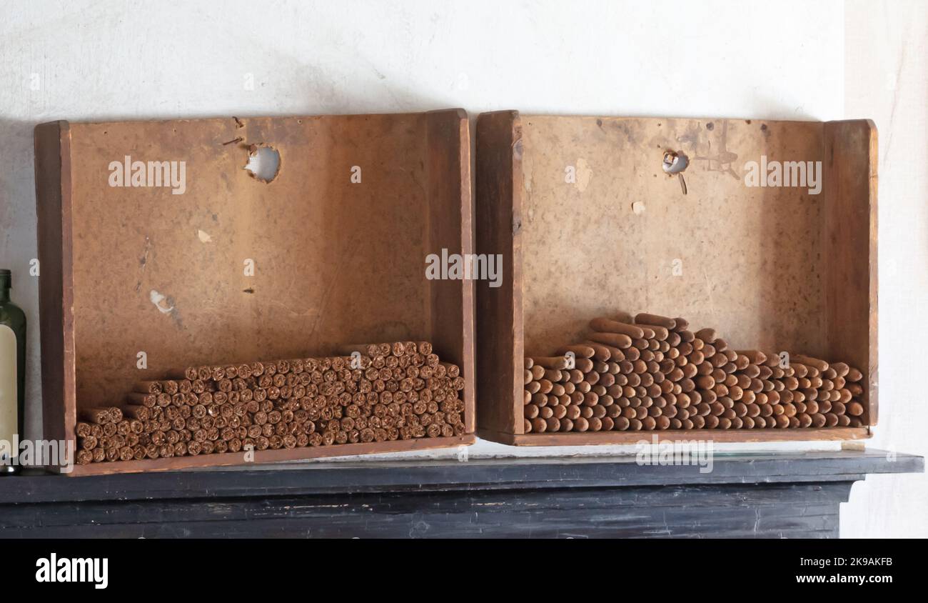 Two racks filled with cigars - Vintage store Stock Photo - Alamy