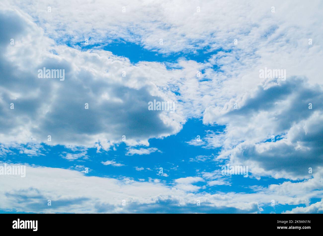 Sky background, picturesque dramatic sky landscape panoramic view with scenic fluffy clouds Stock Photo