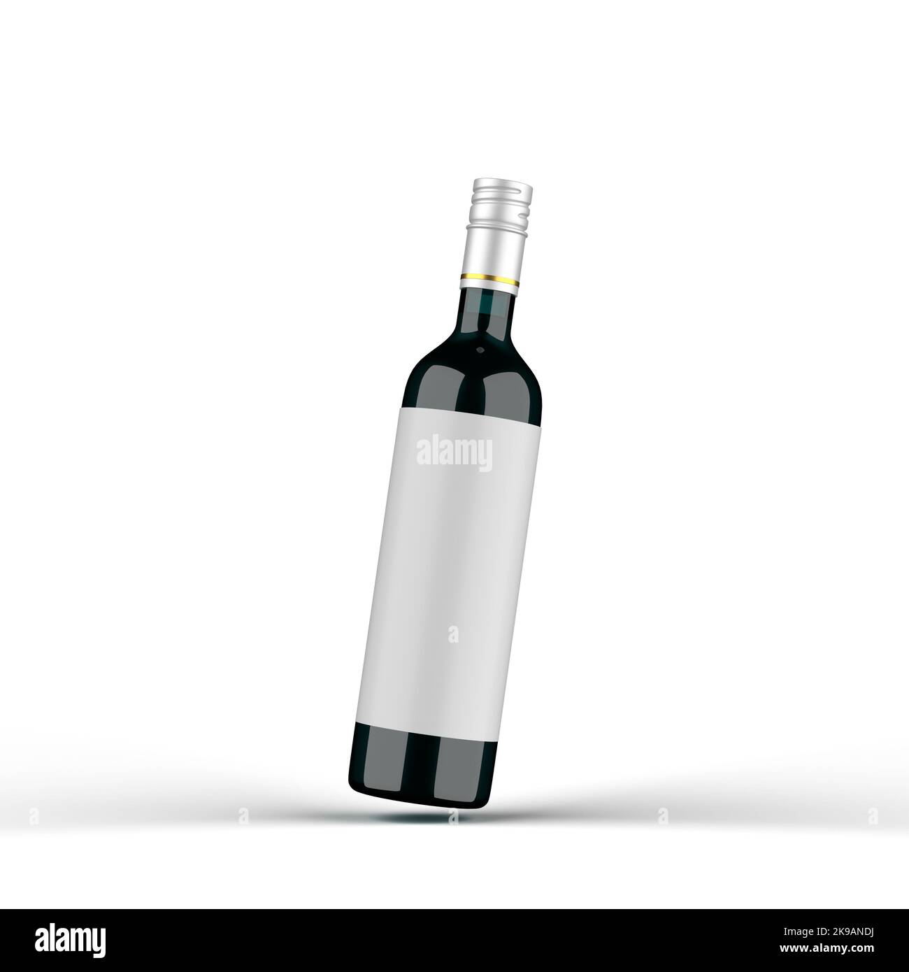 Glass Red Wine Bottle 3D Rendering Stock Photo