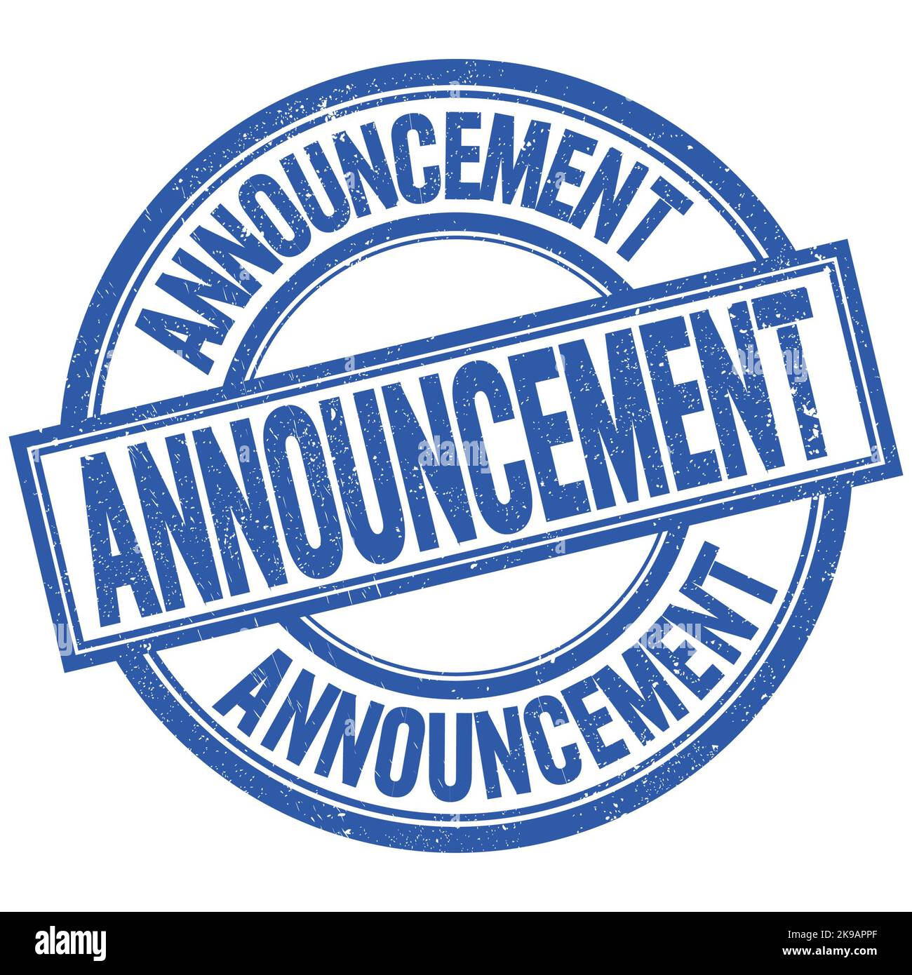 ANNOUNCEMENT text written word on blue round stamp sign Stock Photo - Alamy