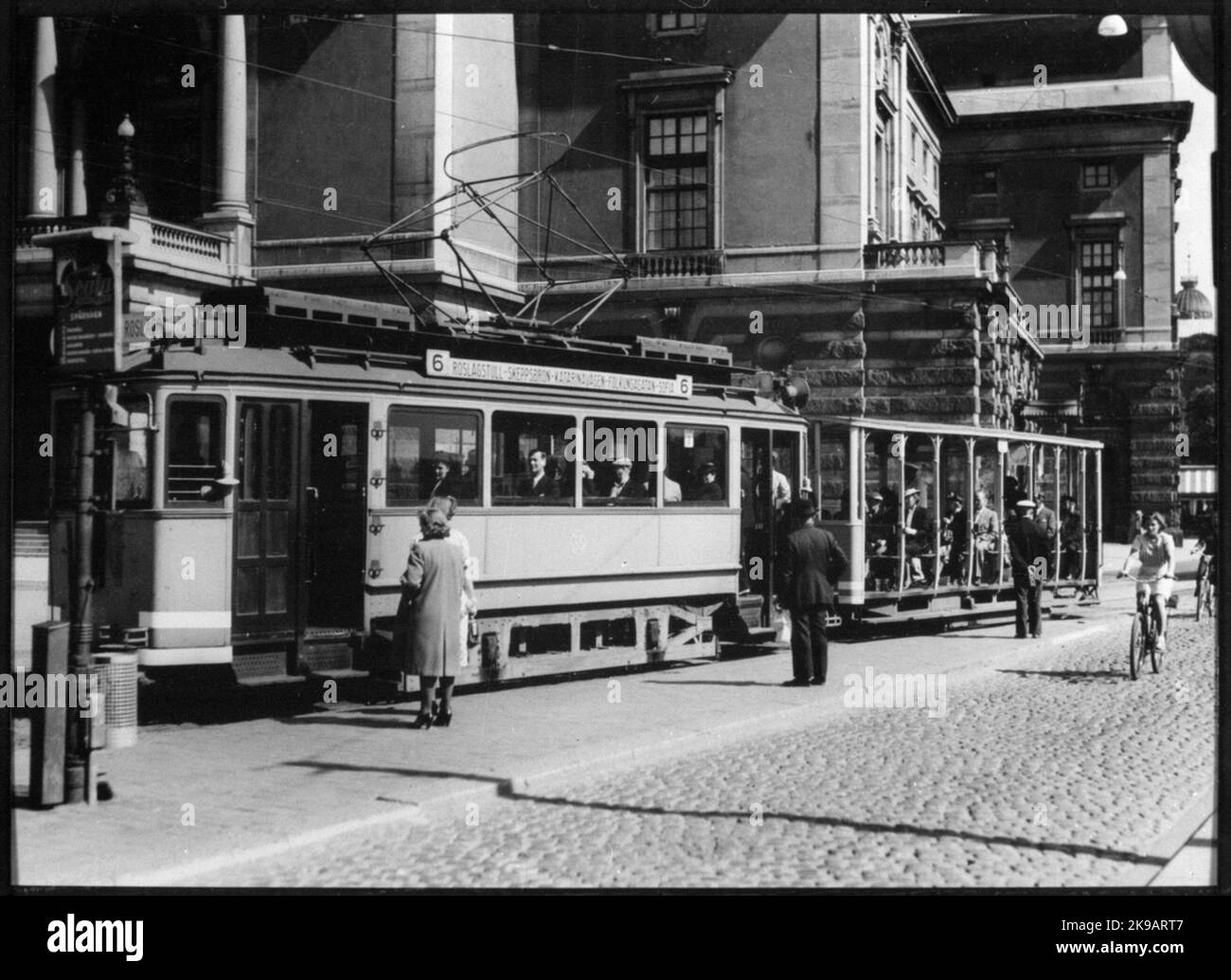 Aktiebolaget Stockholm's tramways, SS A1 55 with open trailer at the ...