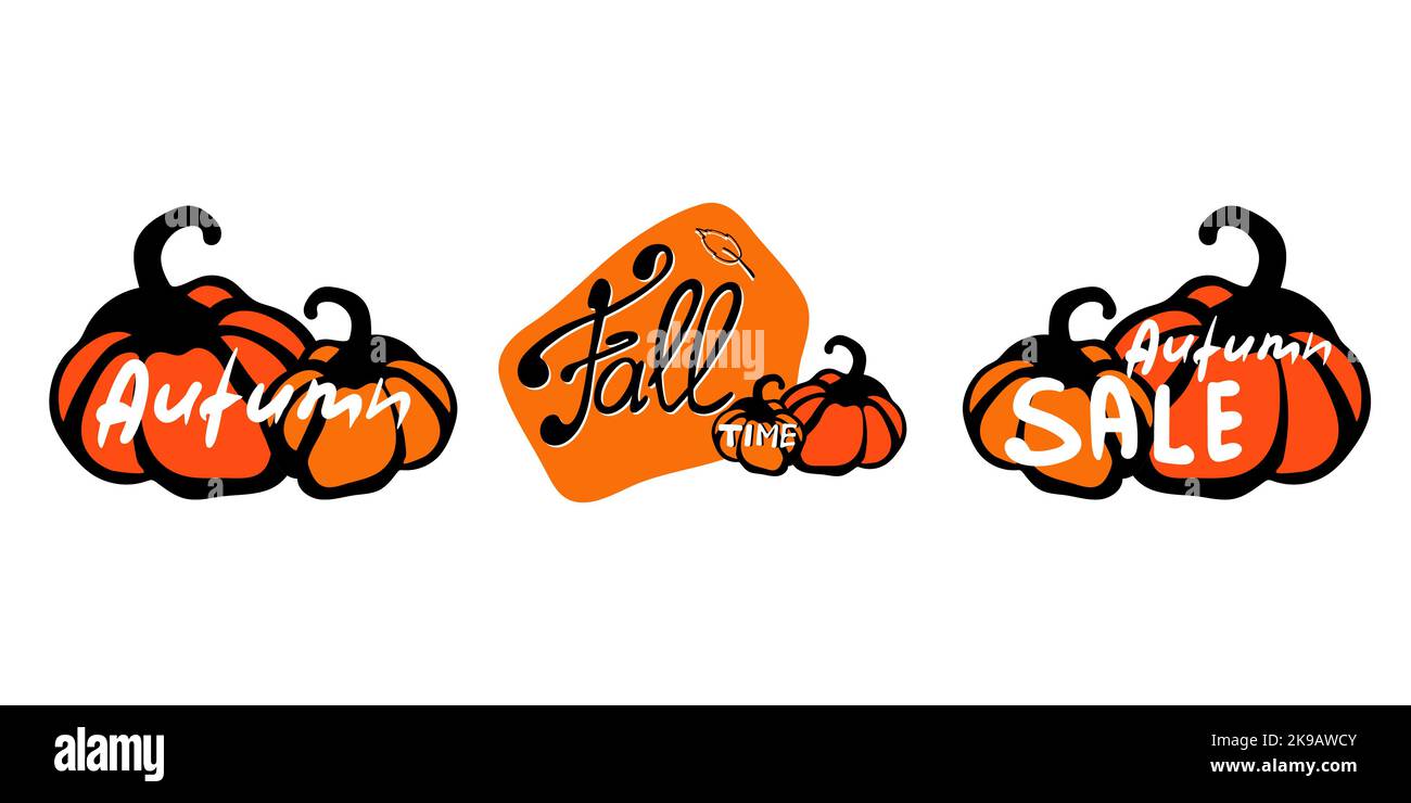 Autumn lettering with decor. Isolated on white background Stock Vector ...