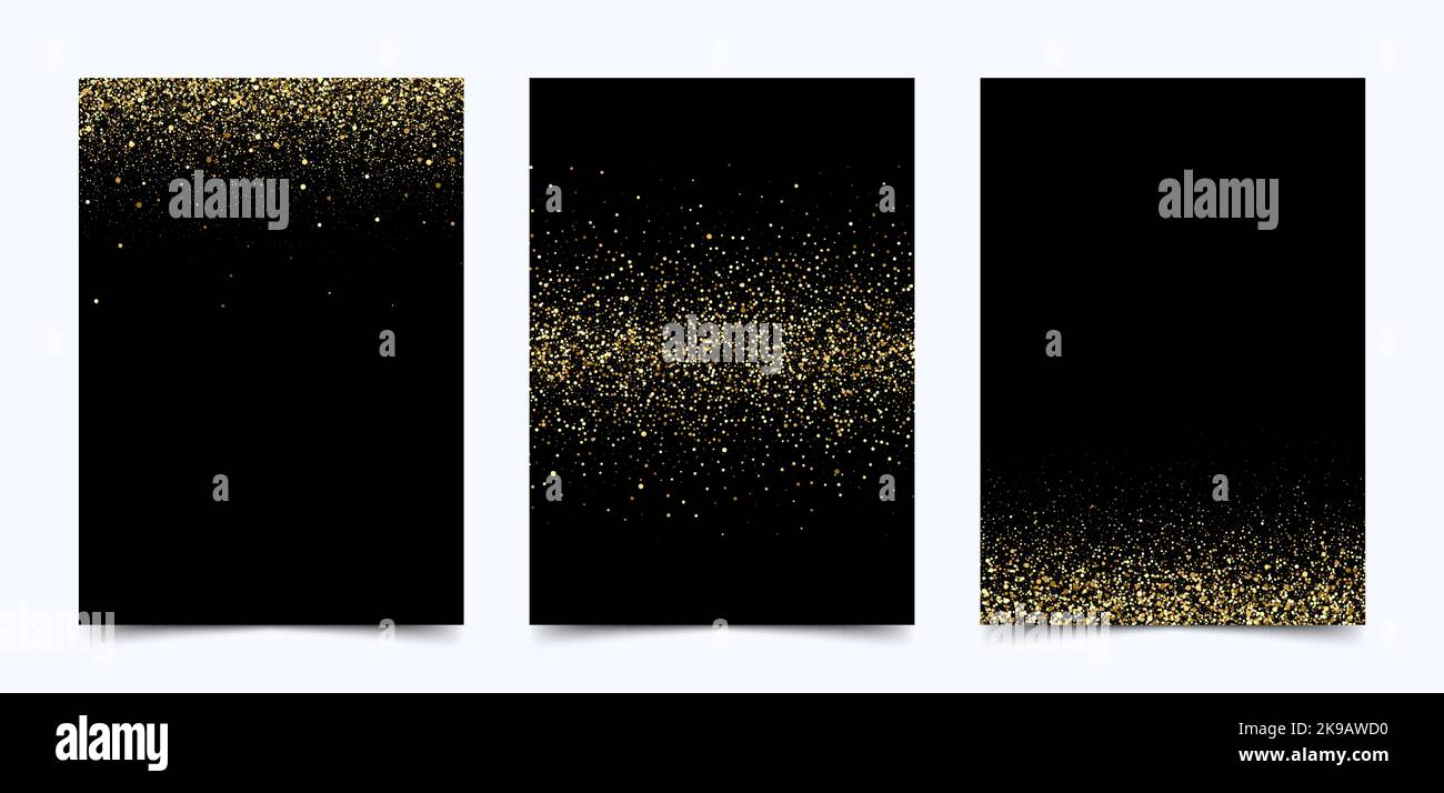 Black background gold glitters, artistic cover design, colorful texture