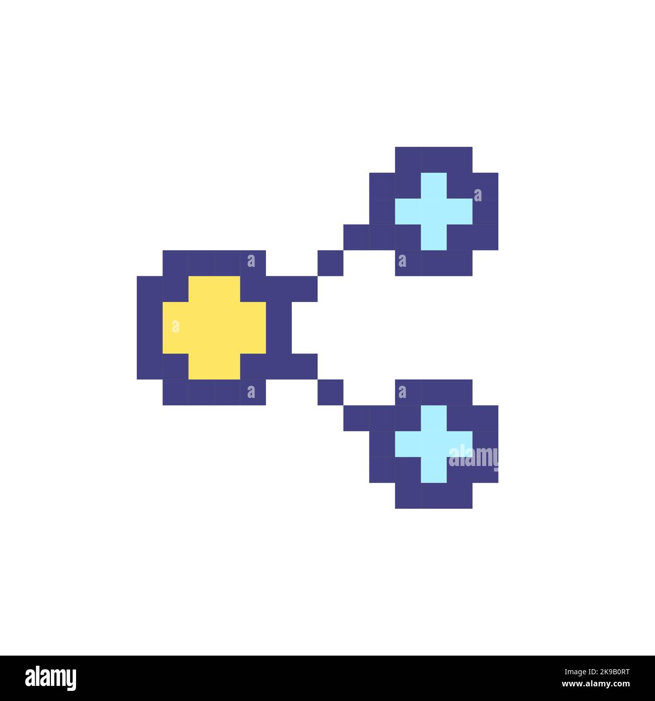 Sharing button with dots pixelated RGB color ui icon Stock Vector