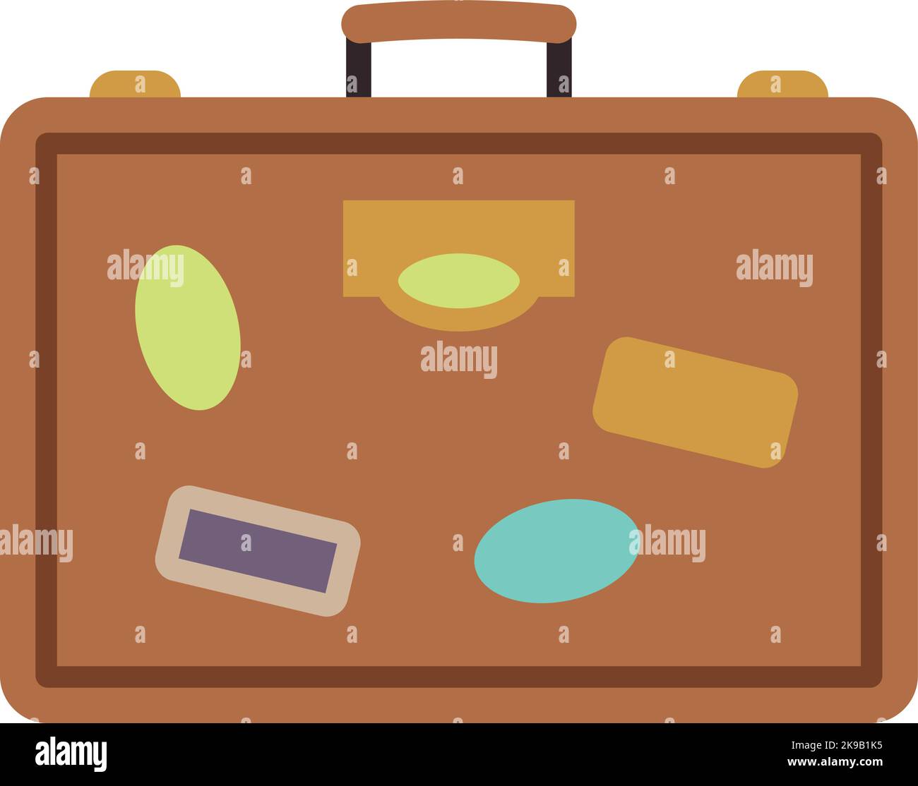Suitcase with travel labels. Baggage icon. Luggage symbol Stock Vector