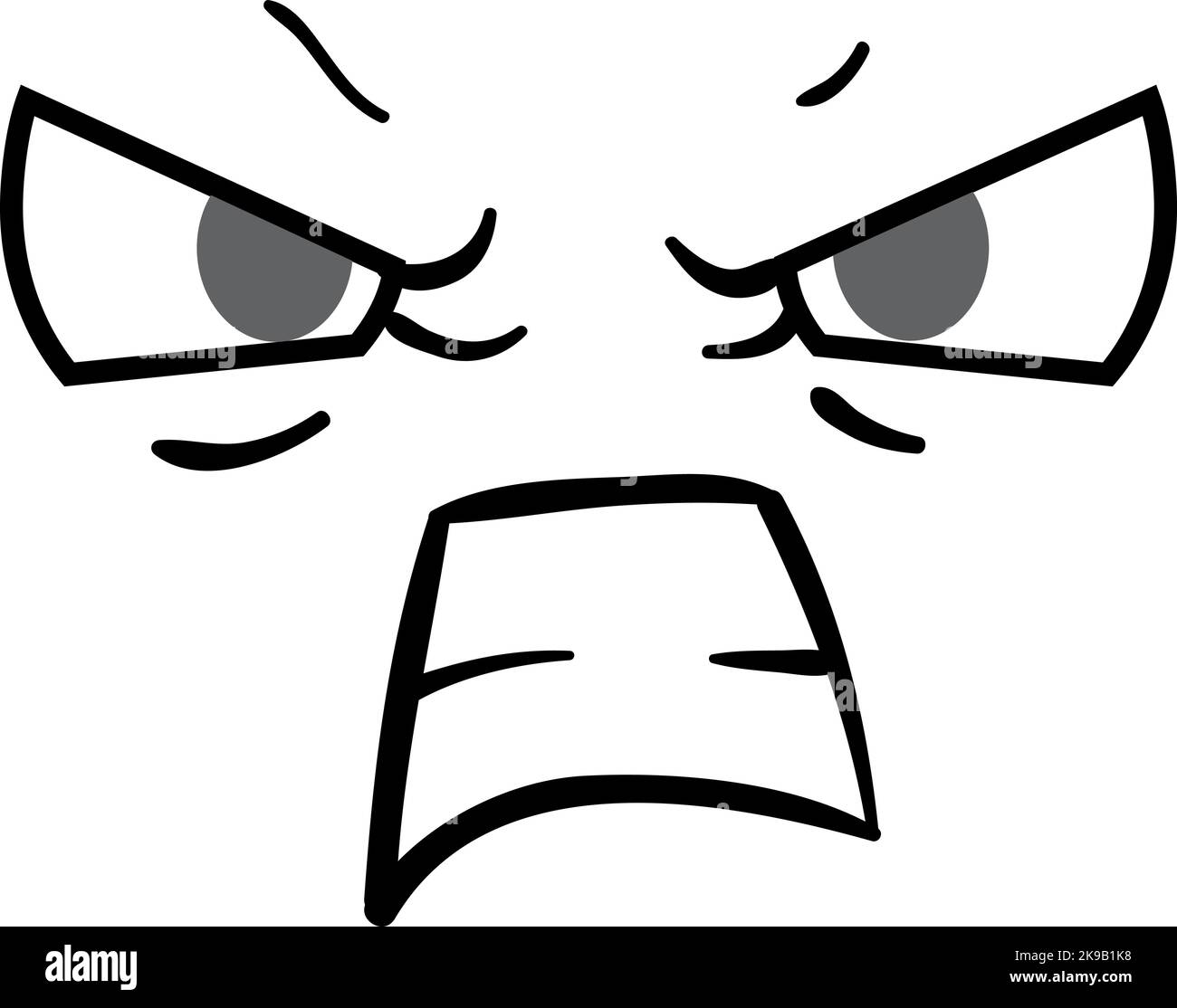Angry face expression. Comic emotion. Cartoon rage Stock Vector