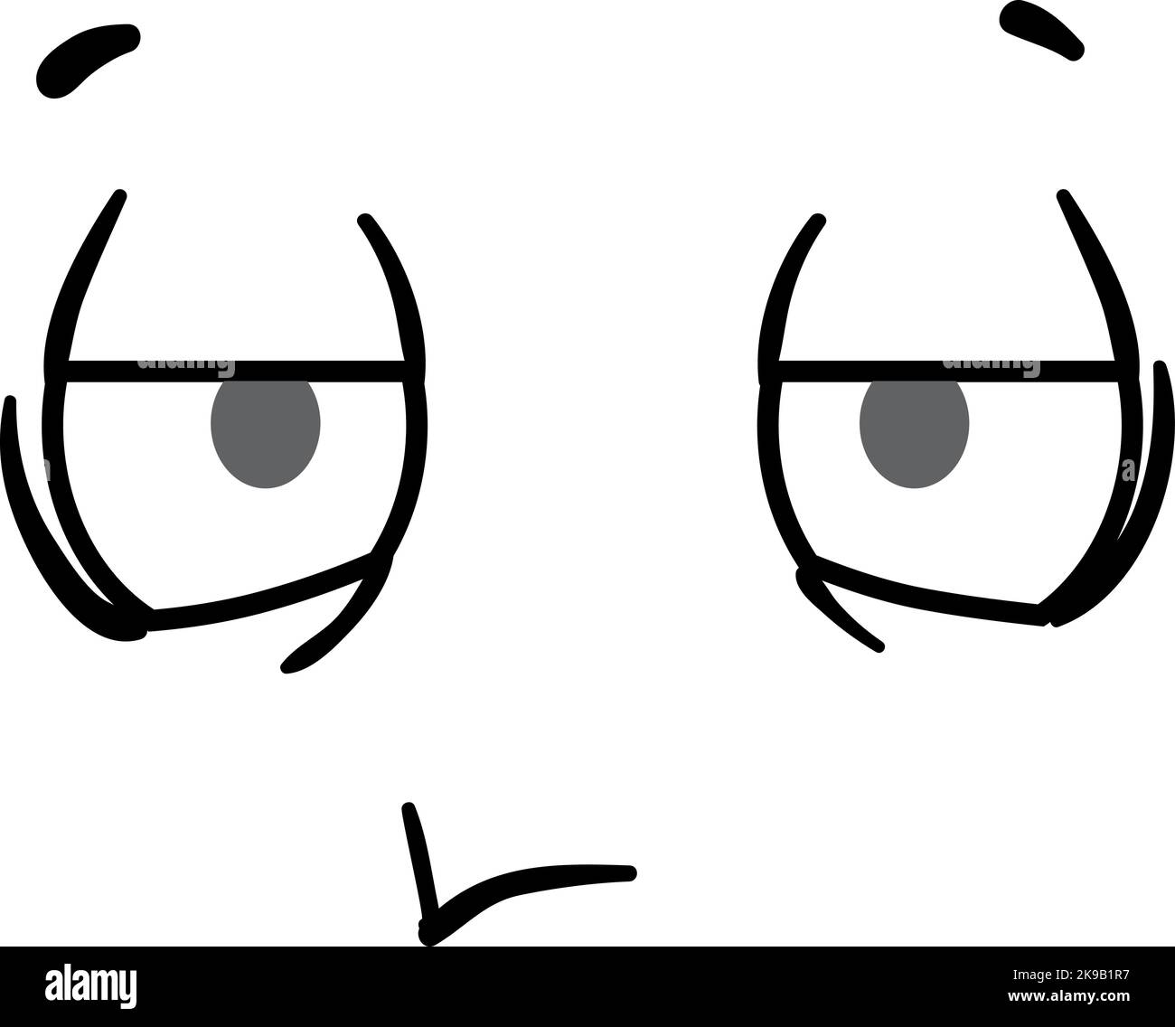 Unhappy comic face in retro cartoon style. Sad emotion Stock Vector