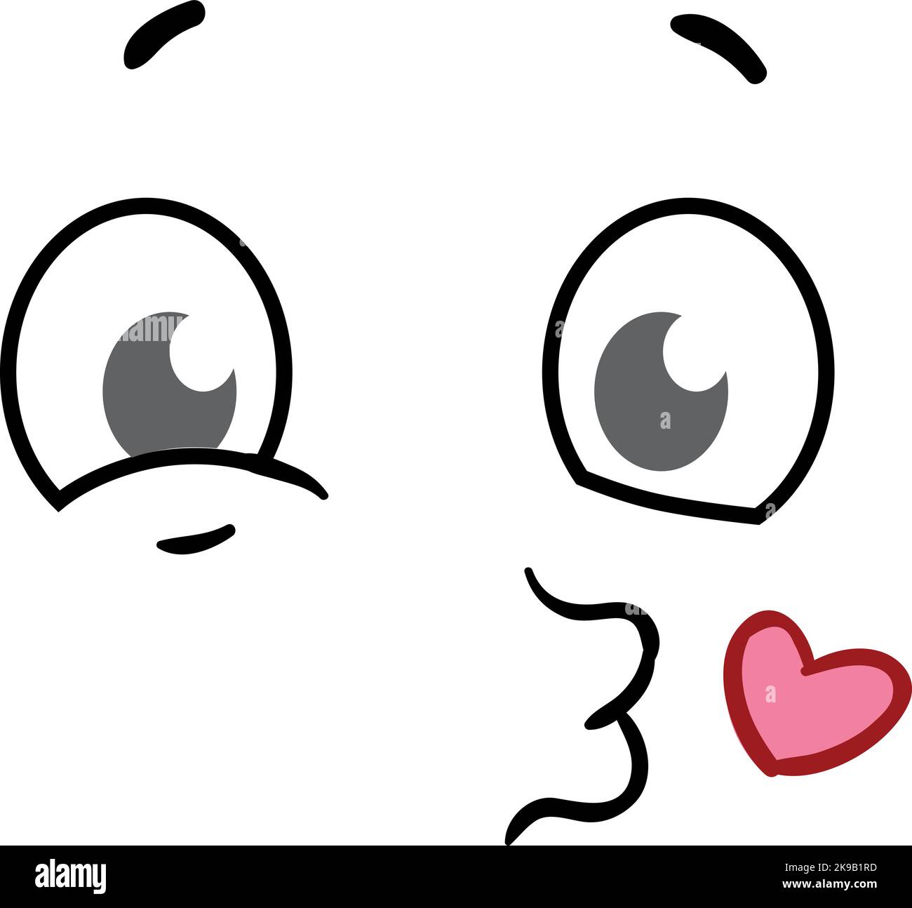 Kiss emoticon. Cute comic face. Cartoon character Stock Vector