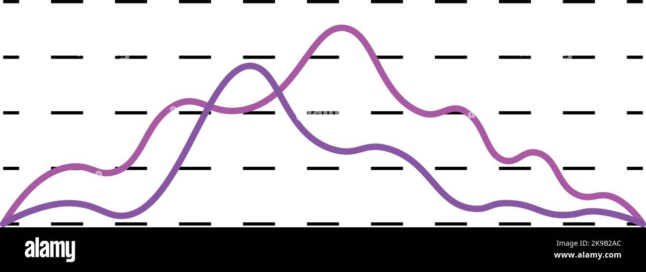 Smooth line chart. Data comparison infographic element Stock Vector