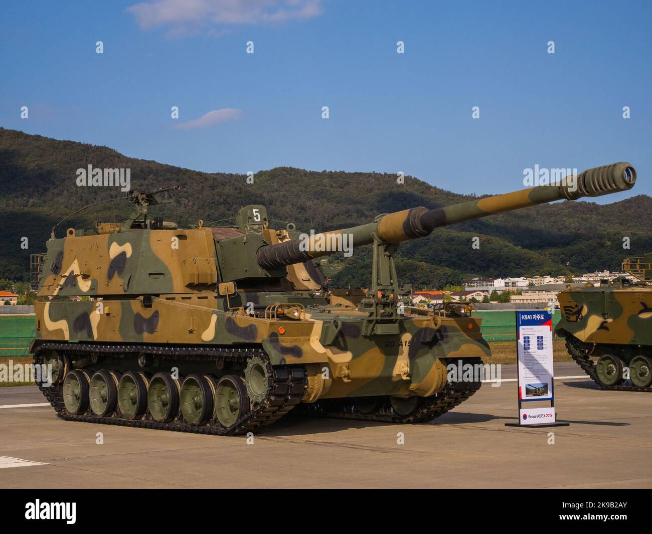 Seongnam, South Korea- Oct.15.2019:  South Korean Hanhwa Defence K9A1 Thunder 155mm Self-propelled howitzer Stock Photo