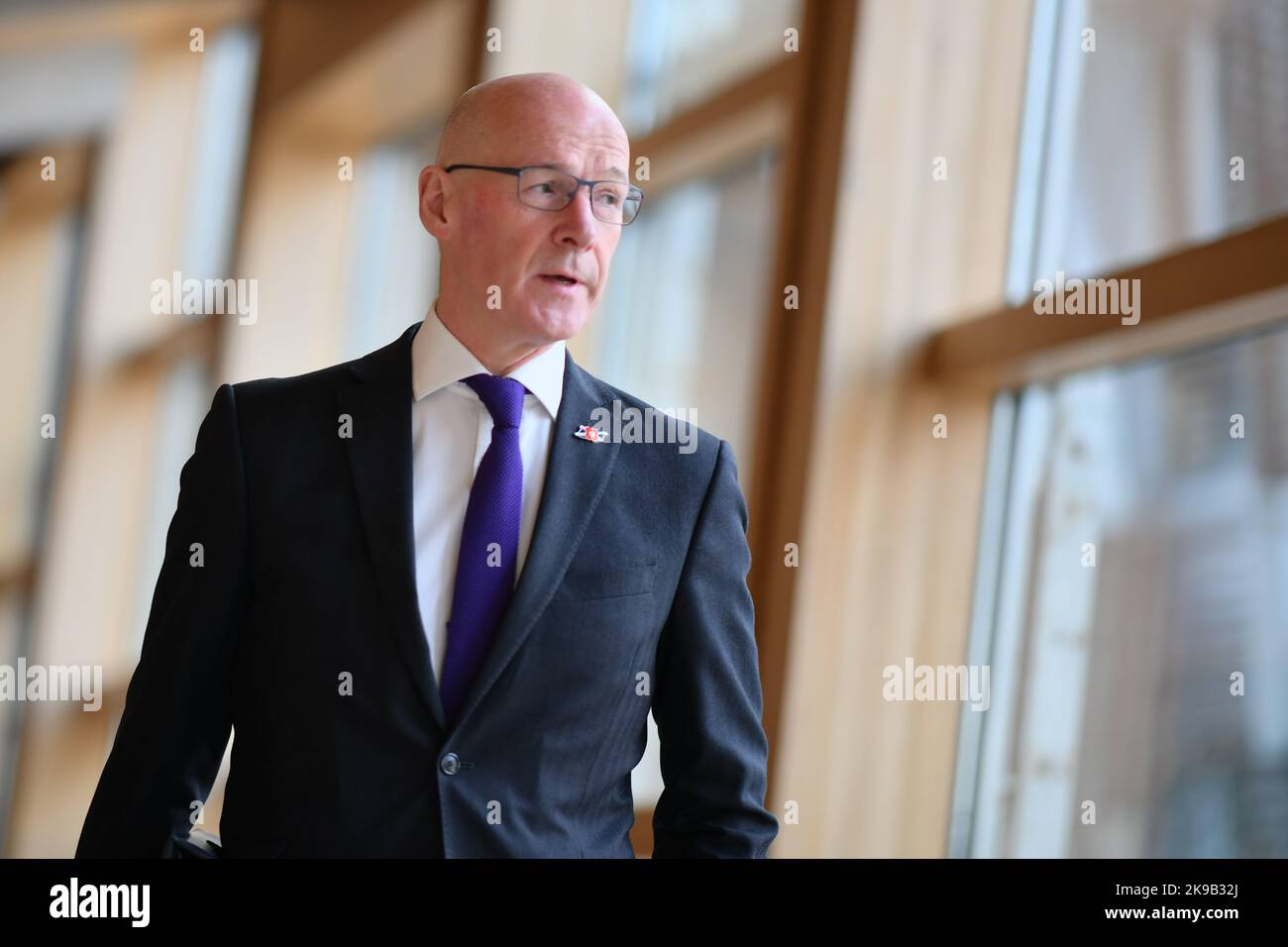 Edinburgh Scotland, UK 27 October 2022. John Swinney arrives for First Ministers Questions at the Scottish Parliament. credit sst/alamy live news Stock Photo