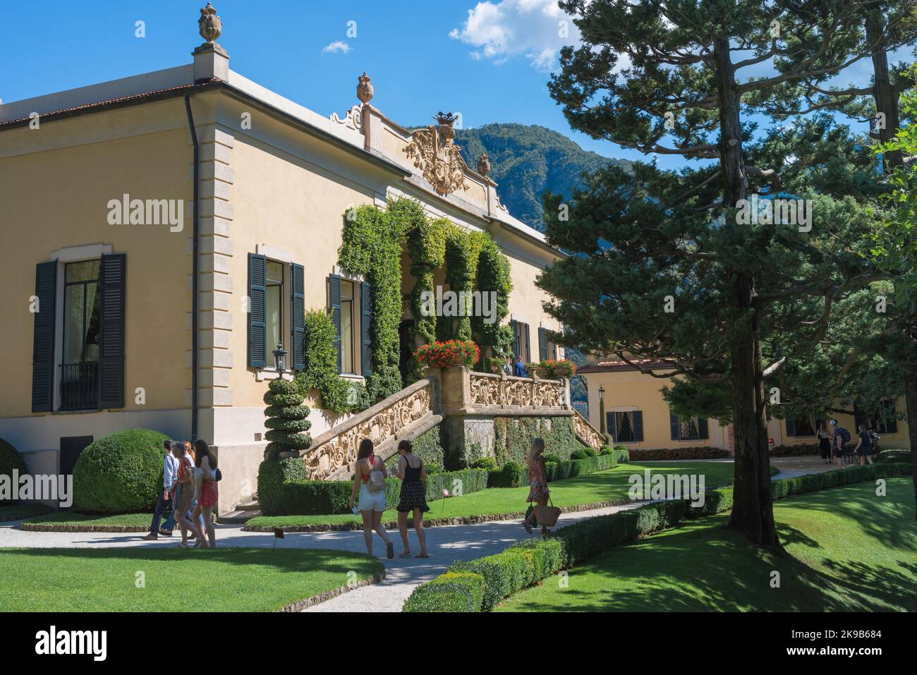 Villa del Balbianello Italy, view of the 18th century loggia forming part of the Villa Balbianello and garden in Lake Como, Lombardy, Italy Stock Photo
