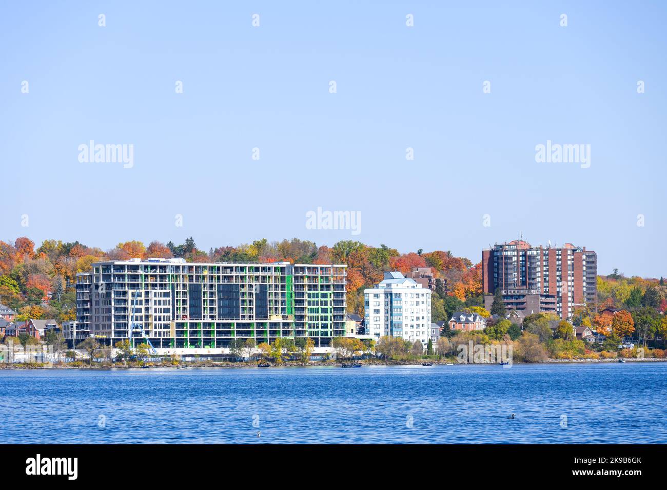 An apartment building under construction in the shore of Lake Simcoe Stock Photo