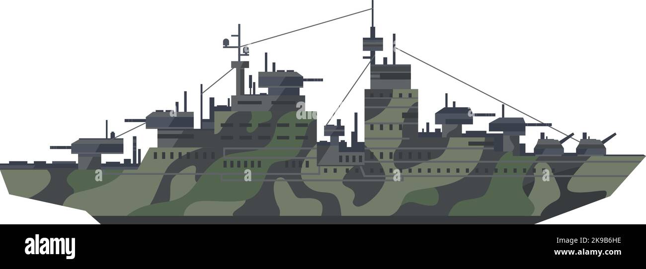 Navy force vehicle. Battleship icon. Military boat Stock Vector