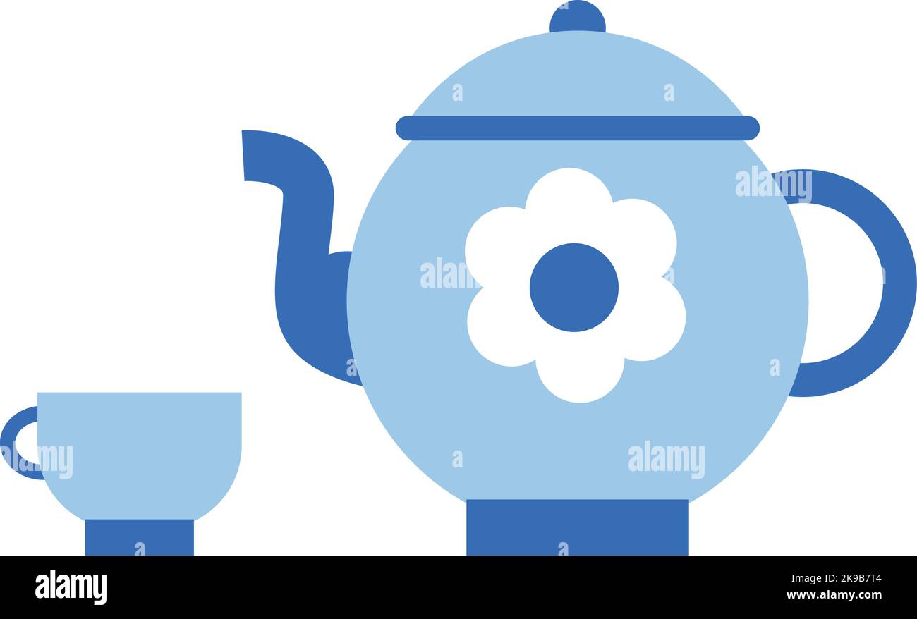 Tea set icon. Blue ceramic cup and teapot Stock Vector Image & Art - Alamy