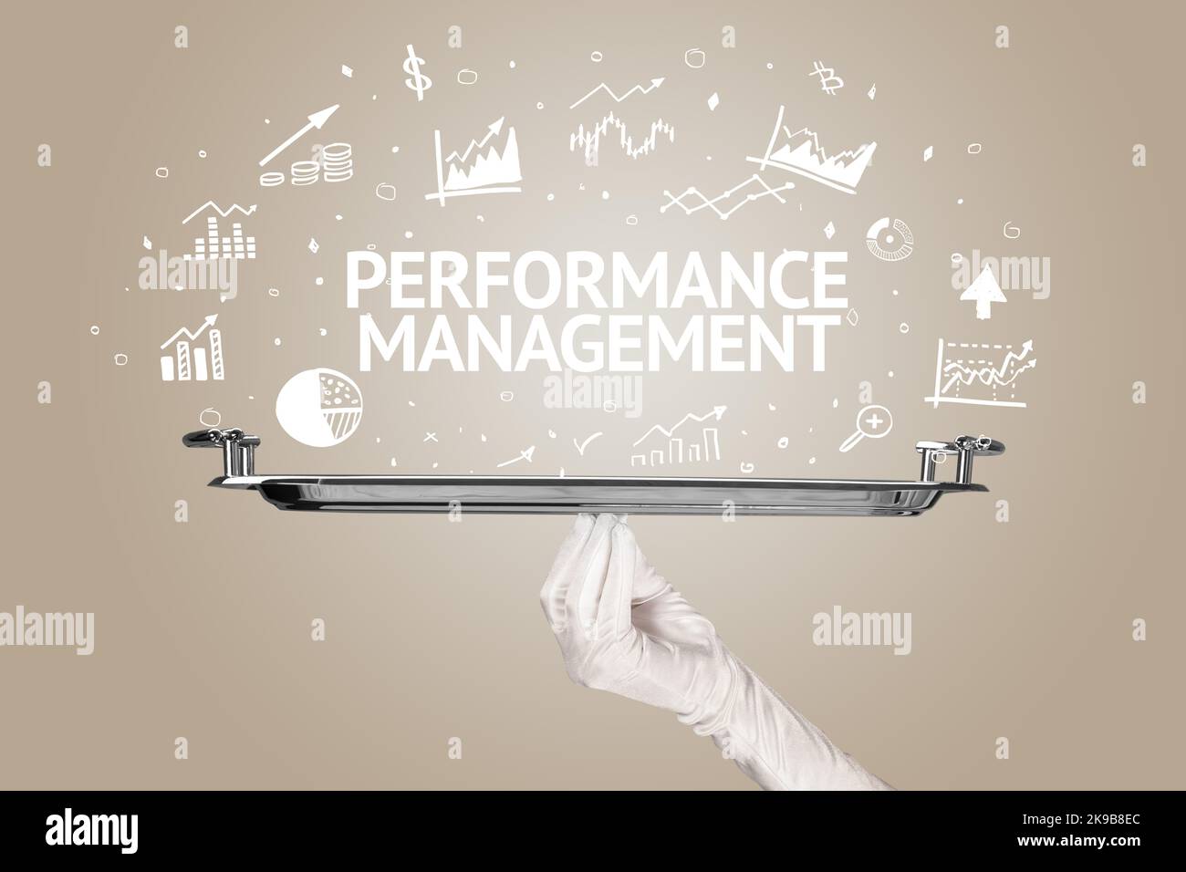 Waiter serving business idea concept Stock Photo