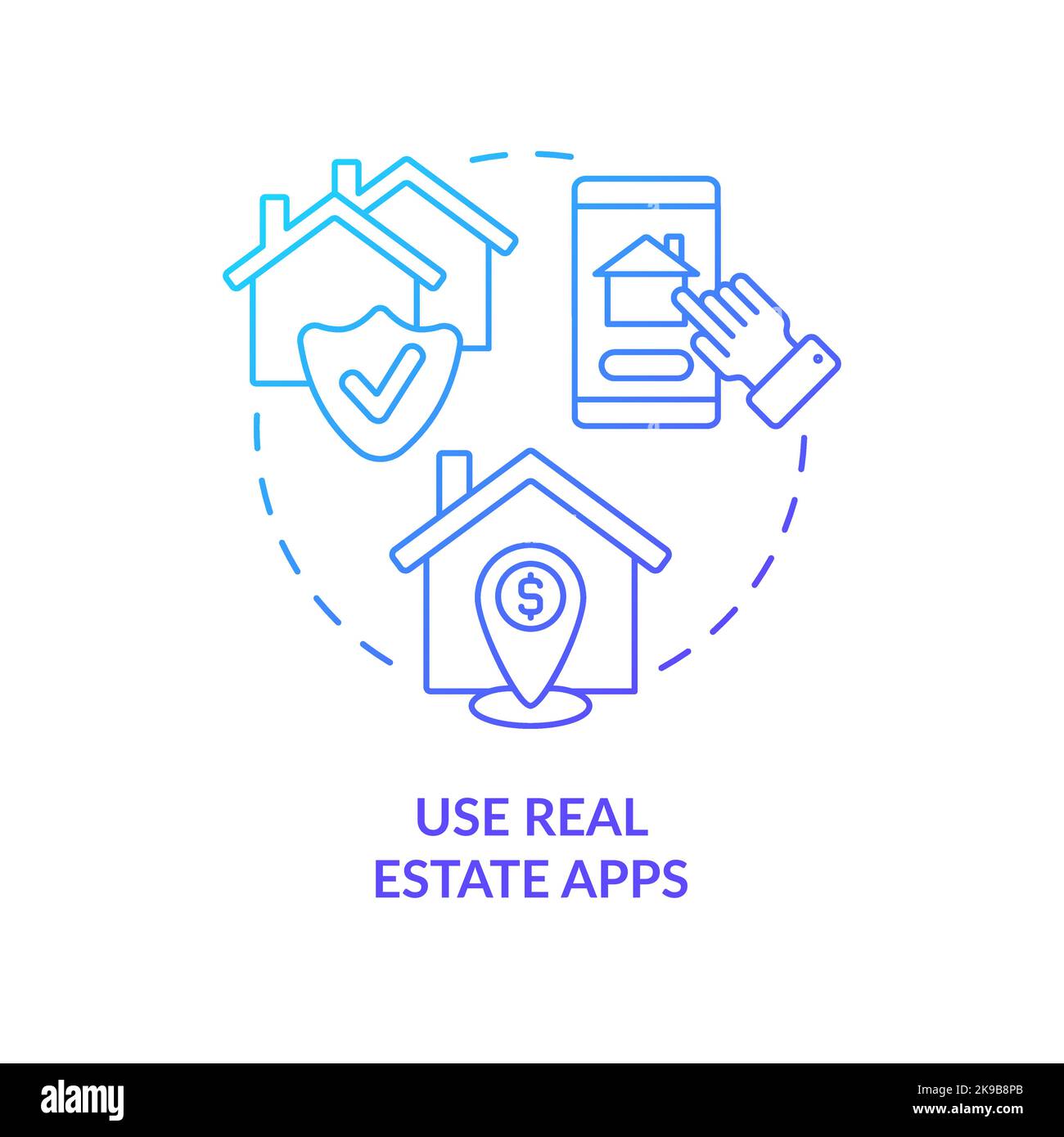 Use real estate applications blue gradient concept icon Stock Vector