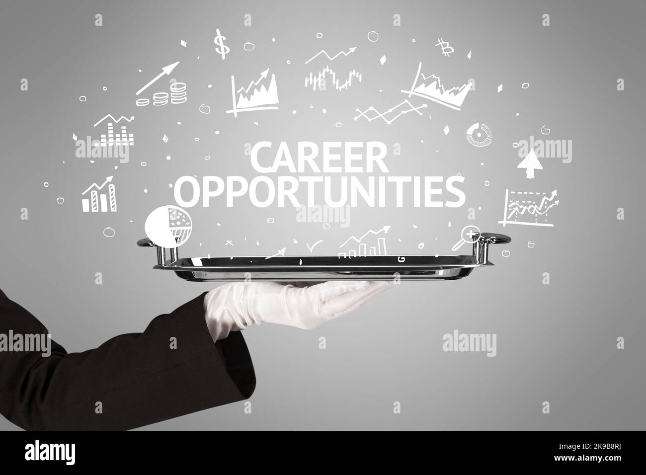 Waiter serving business idea concept Stock Photo
