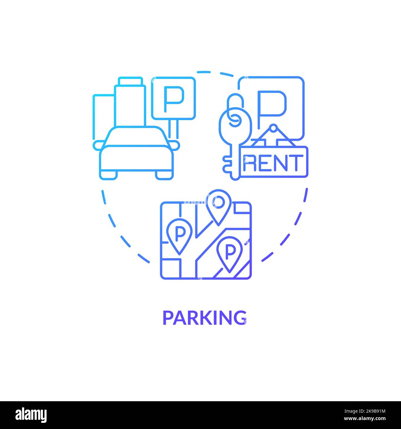 Parking blue gradient concept icon Stock Vector