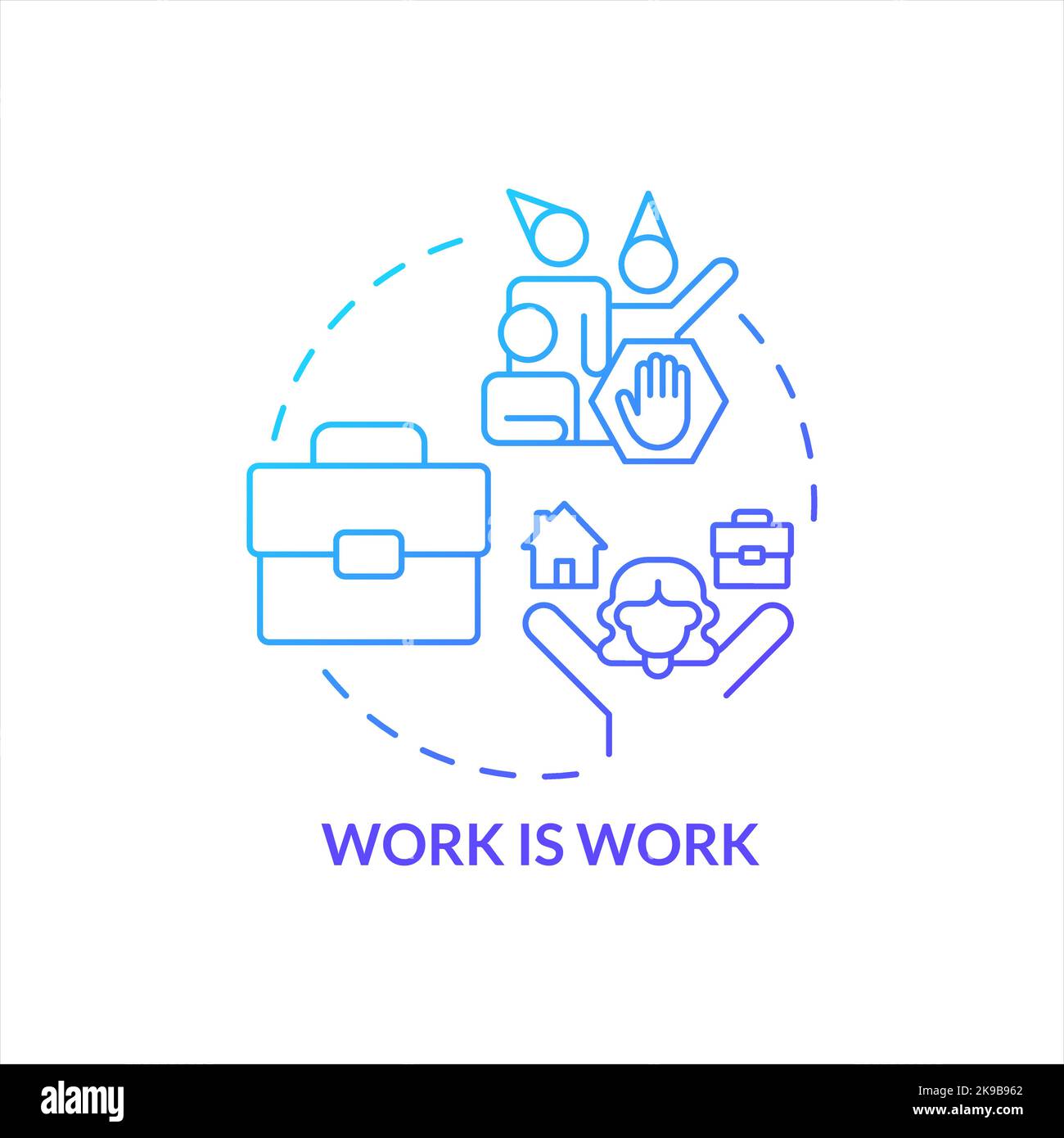 Separate work and personal life blue gradient concept icon Stock Vector