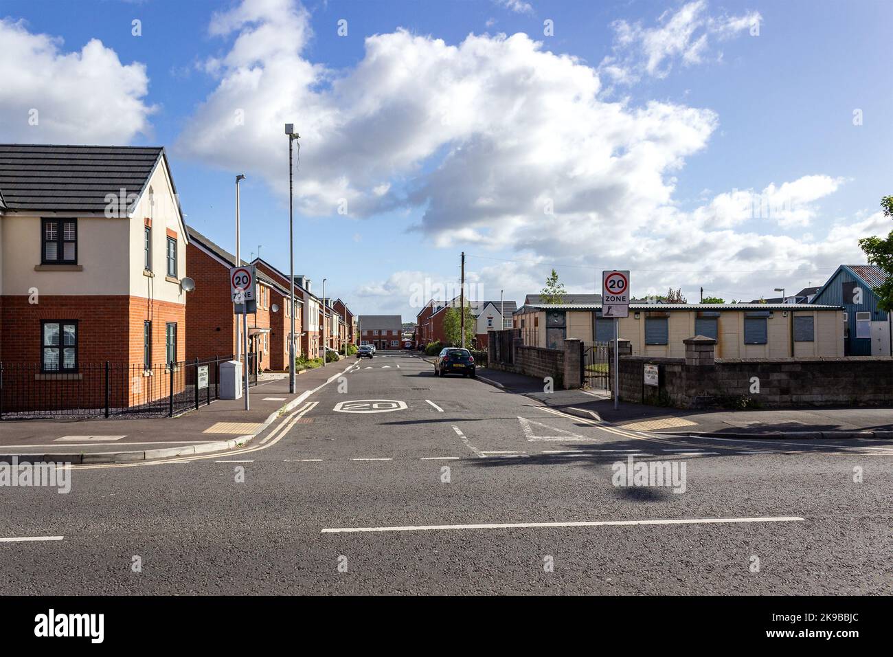 Birkenhead, UK Carrington Avenue modern estate from the junction with