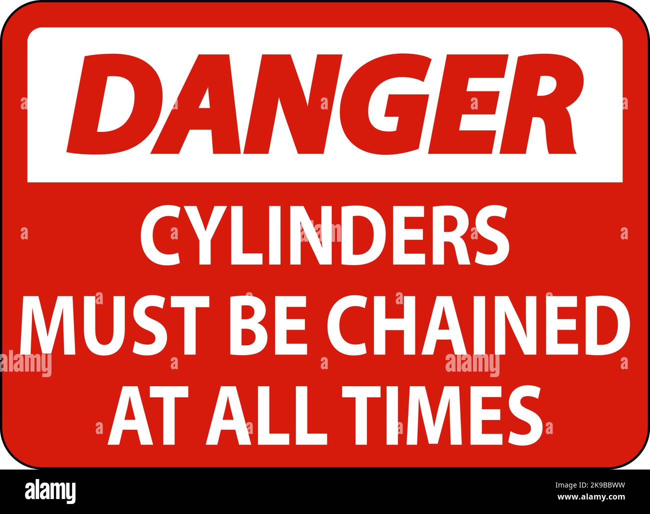 Danger Sign Cylinders Must Be Chained At All Times Stock Vector Image