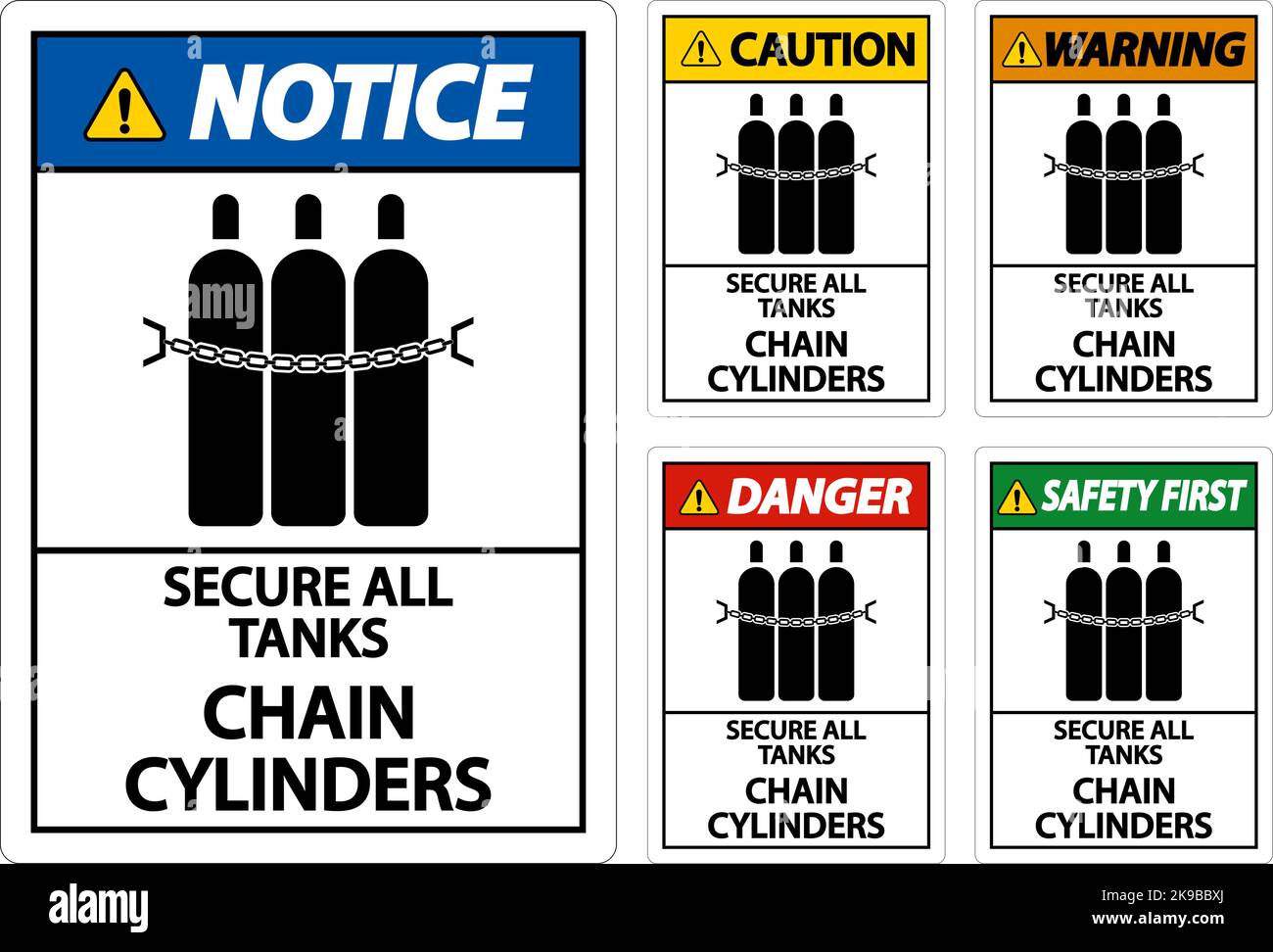 Notice Sign Secure All Tanks, Chain Cylinders Stock Vector Image & Art ...
