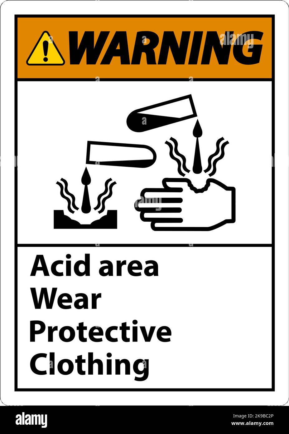 Warning Acid Area Wear Protective Clothing Sign Stock Vector Image