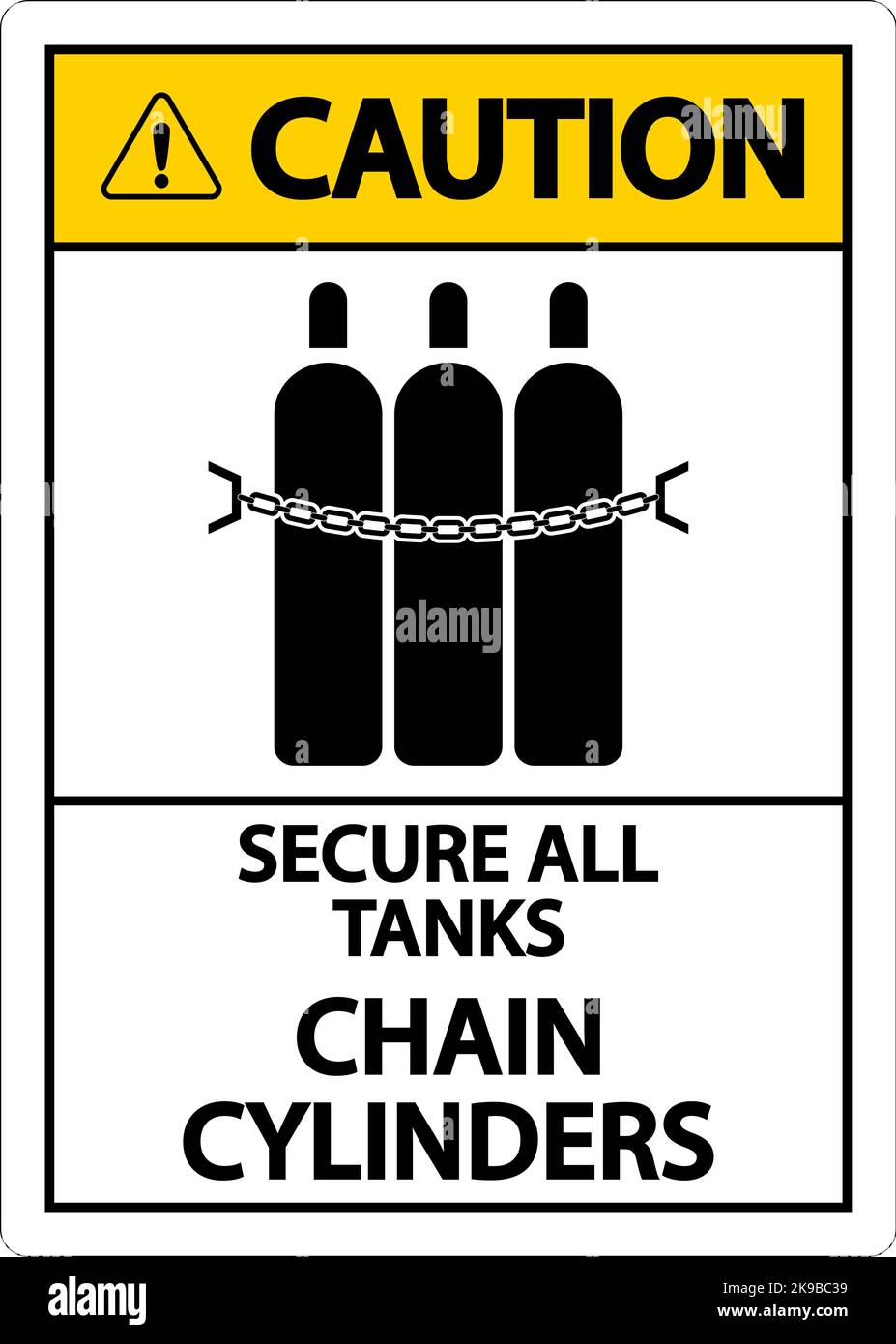 Caution Sign Secure All Tanks, Chain Cylinders Stock Vector Image & Art ...