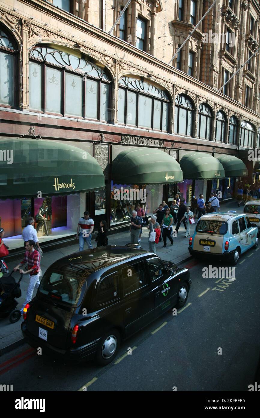 London, UK August 09, 2010 Taxis in the street of London near famous