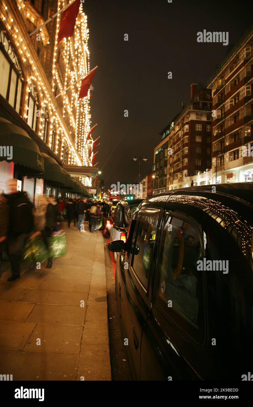 London, UK January 15, 2011 Night View of Harrods department store