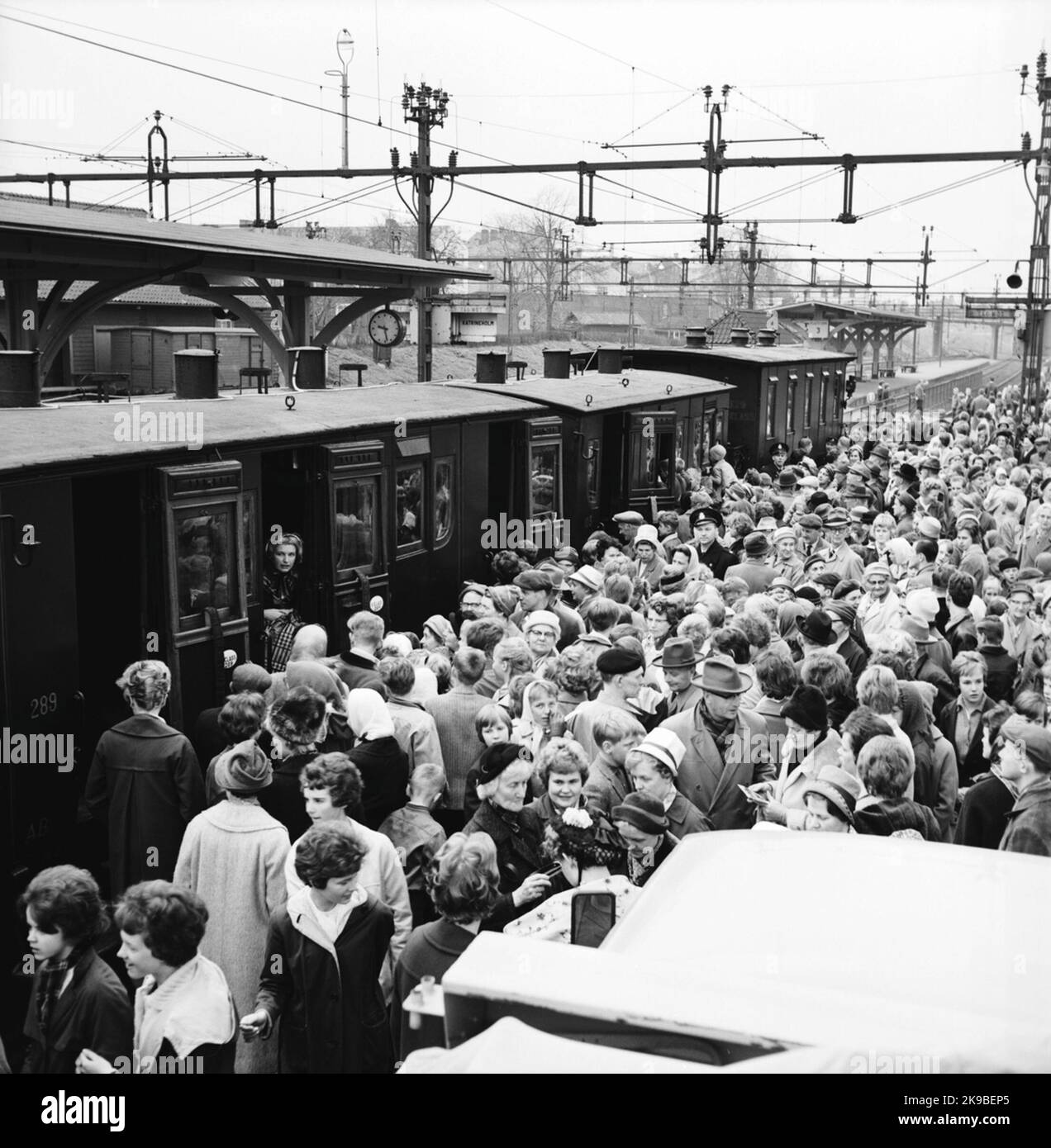 Historical train's journey from Stockholm to Gothenburg for the inauguration of train 62. SJ AB 289. SJ A 103. SJ C2B 329 Stock Photo