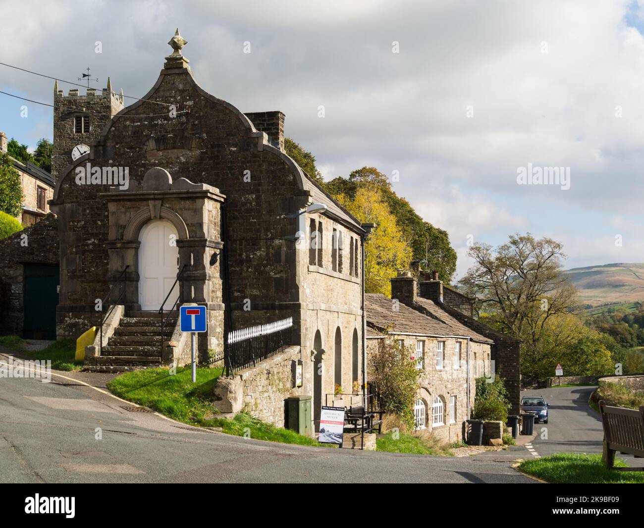Literary Institute in centre of lovely Swaledale village of Muker Yorkshire Dales National Park North Yorkshire England UK located on Coast to Coast a Stock Photo