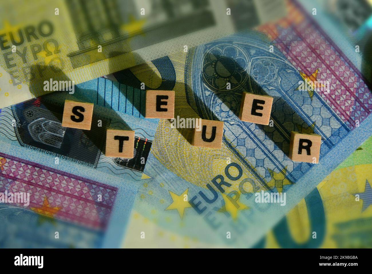 the german word for tax on euro bank notes Stock Photo