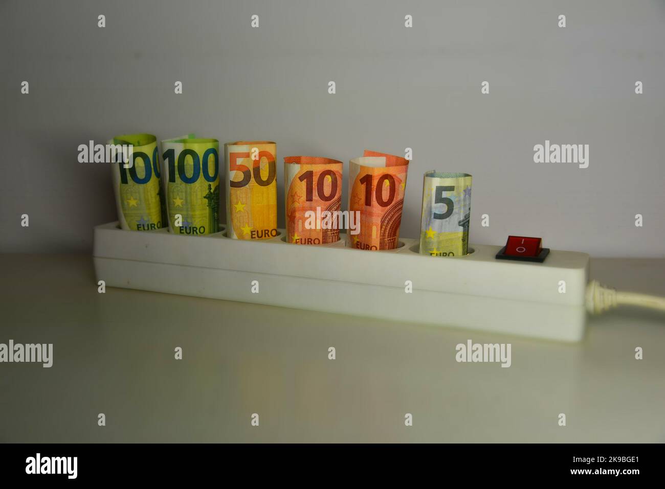 euro bank notes in a socket Stock Photo
