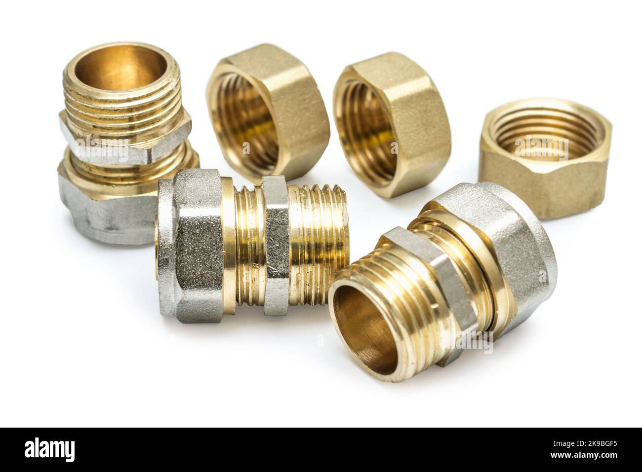 Brass fittings for various purposes for domestic plumbing Stock Photo ...
