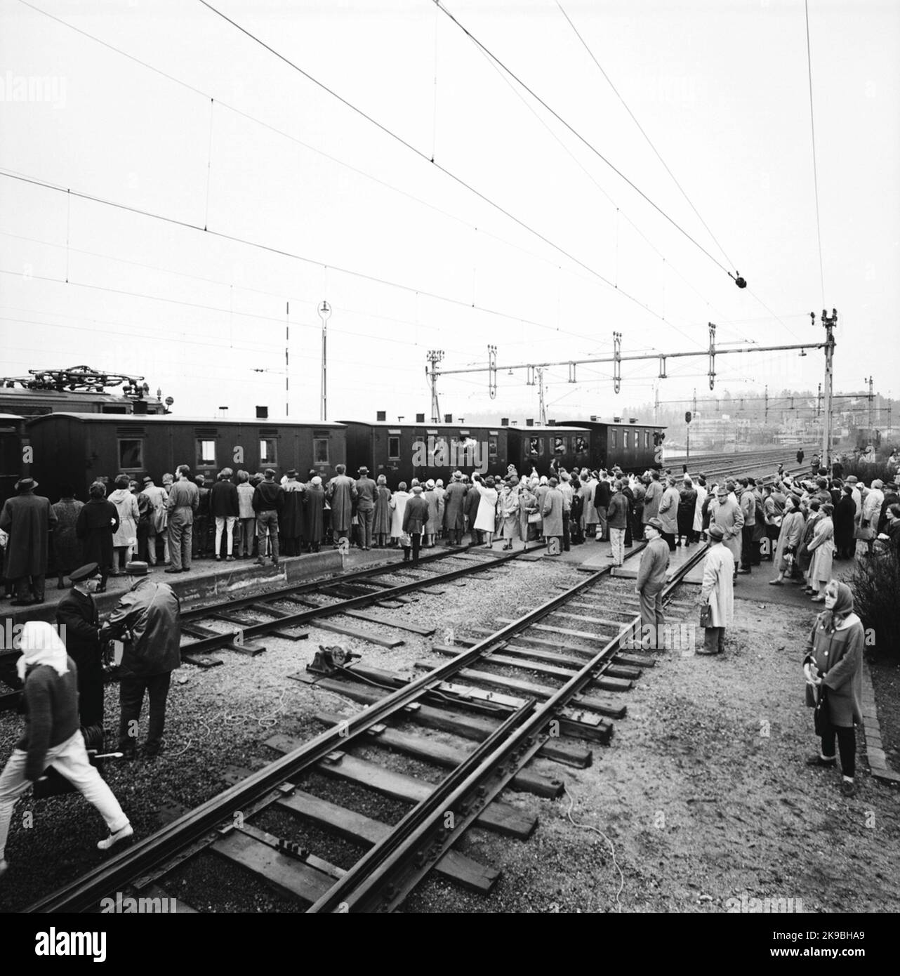 Historical train's journey from Stockholm to Gothenburg for the inauguration of train 62. The State Railways, SJ C 182. SJ AB 289. SJ A 103. SJ C2B 329. Stock Photo