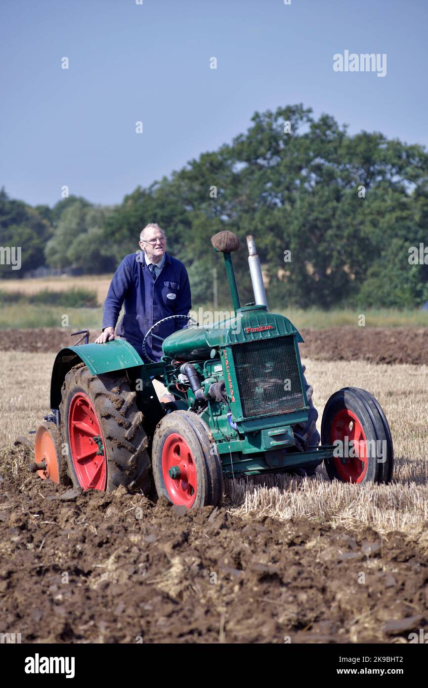 vintage fordon tractor ploughing with older driver brampton suffolk