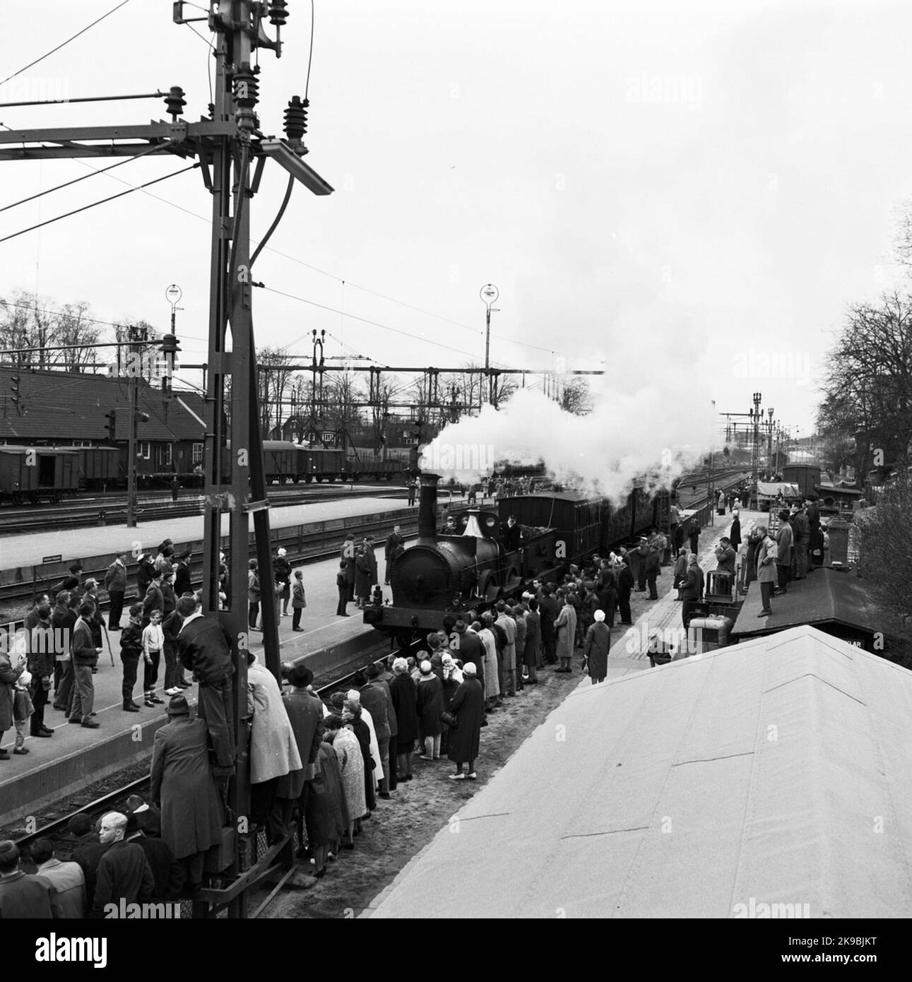 Historical train's journey from Stockholm to Gothenburg for the inauguration of train 62. SJ B 3 'Prince August'. KHJ CD 13. SJ C 182. SJ AB 289. SJ A 103. SJ C2B 329 Stock Photo