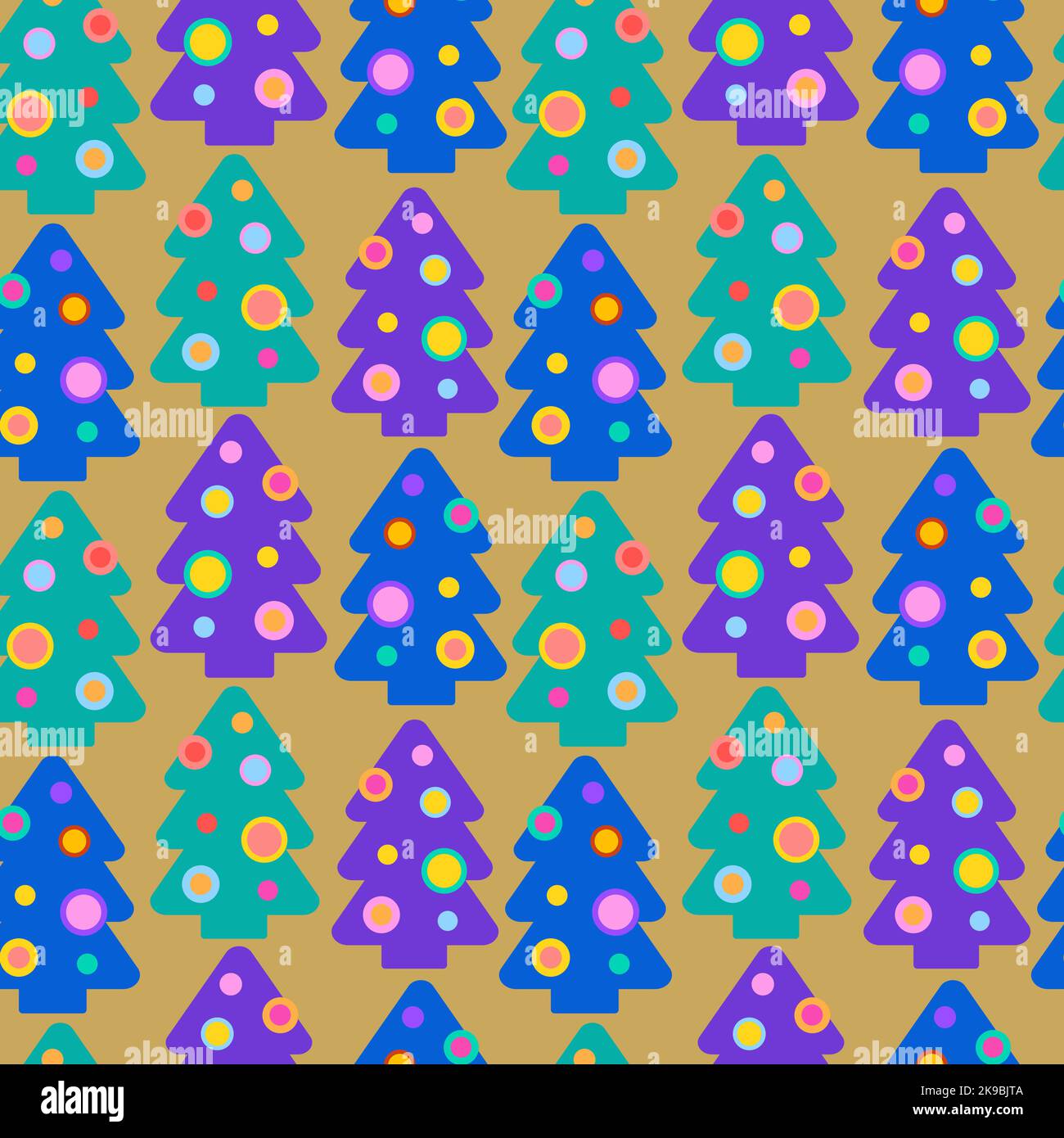New Year pattern with colourful Christmas tree. Stock Vector
