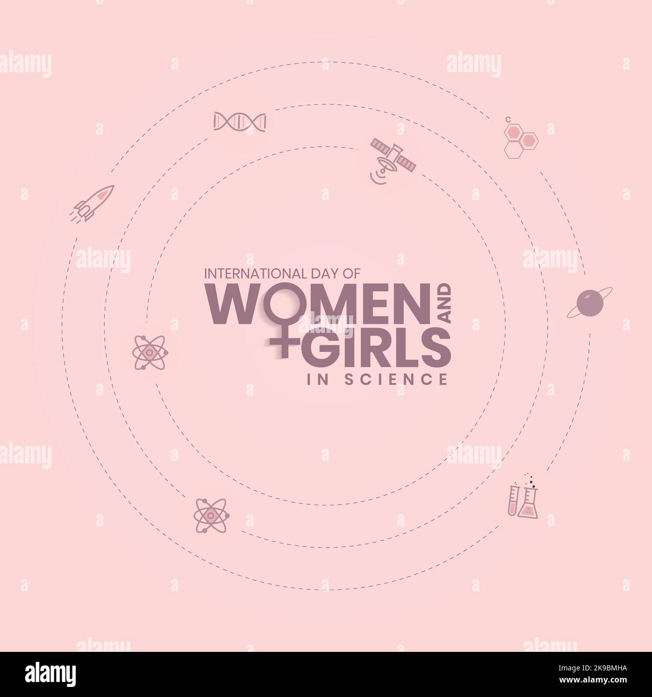 International Day of Women and Girls in Science on February 11 Background Stock Vector