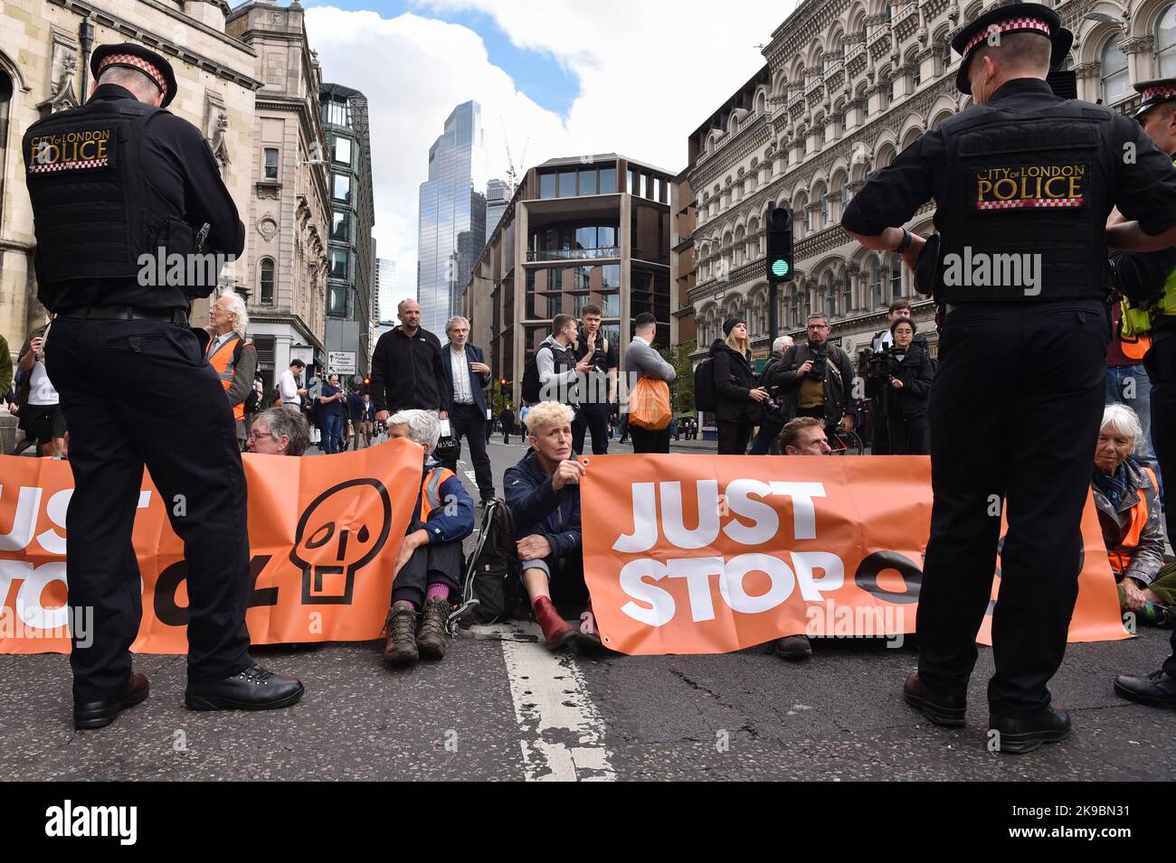 London, England, UK. 27th Oct, 2022. Climate activists from Just Stop