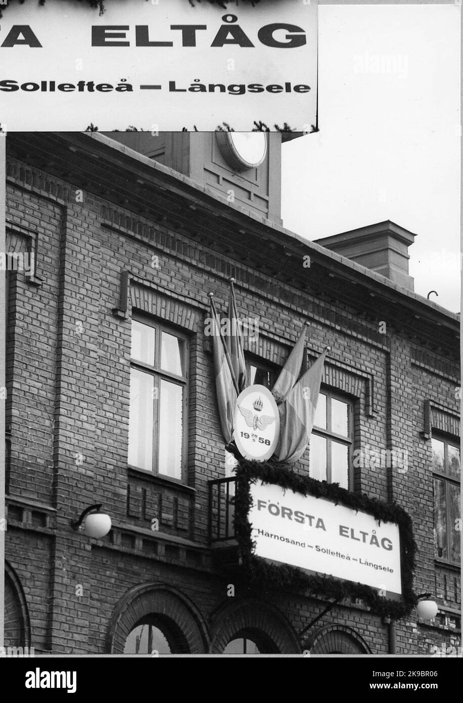 Decoration at Sollefteå station in connection with the inauguration of ...